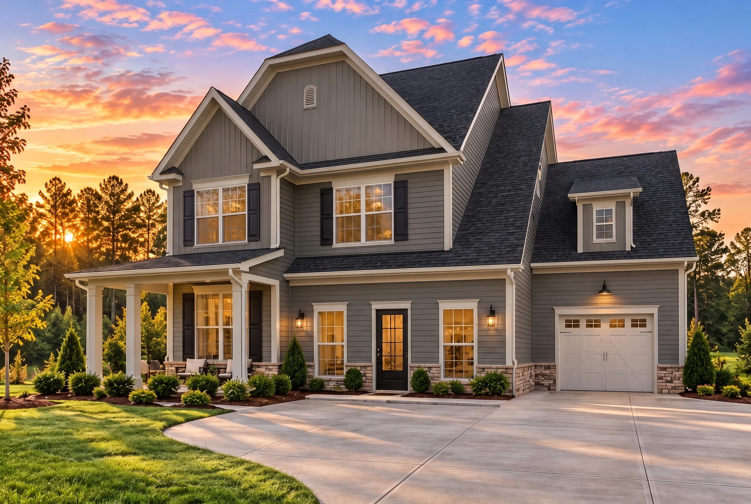 Plan  13-1769 – Laurel Cove Cabin |  New American – 4-Bed, 2.5-Bath, 2,867 SF - Warm Charcoal, AI-generated exterior concept