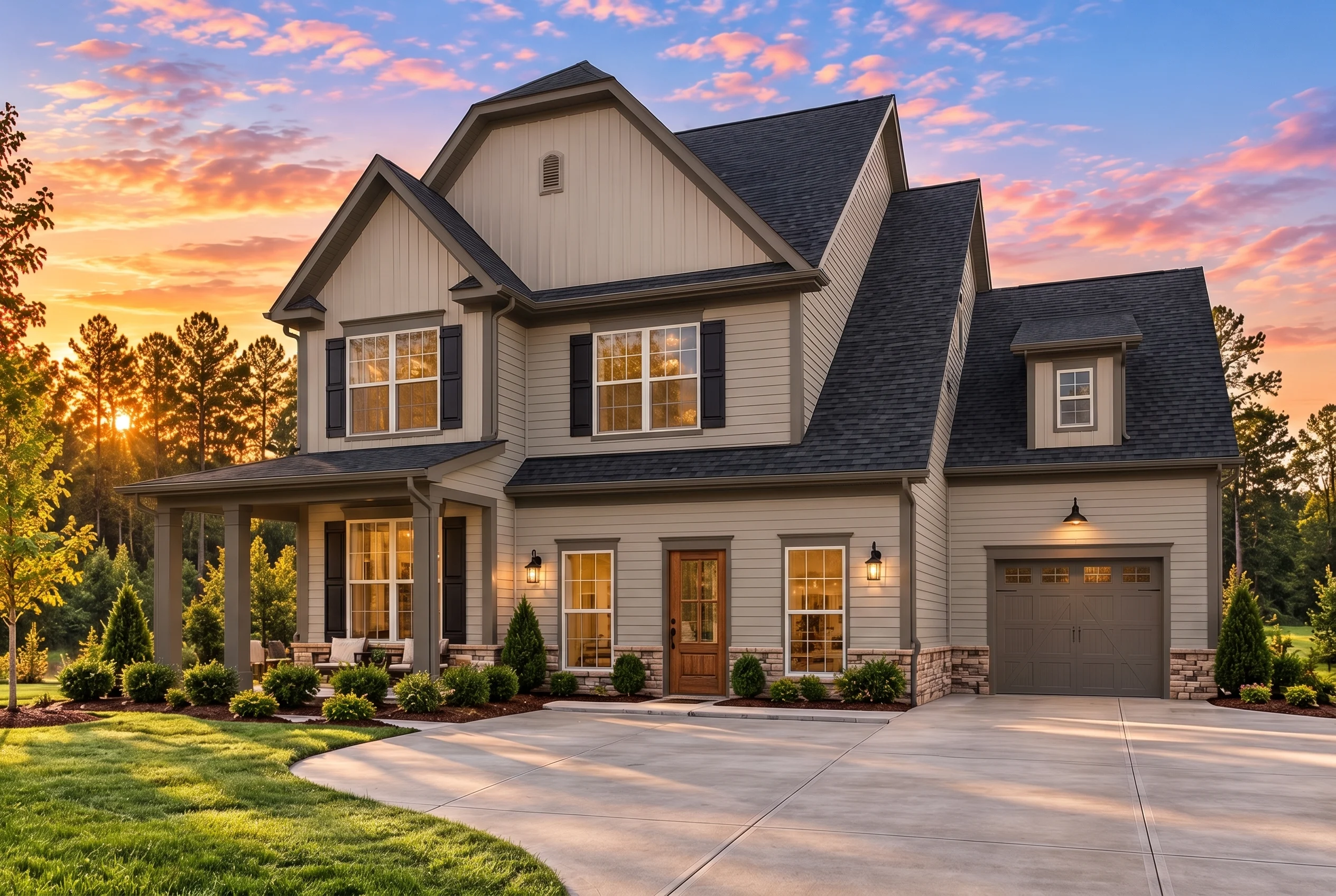 Plan  13-1769 – Laurel Cove Cabin |  New American – 4-Bed, 2.5-Bath, 2,867 SF - Mushroom Taupe, AI-generated exterior concept