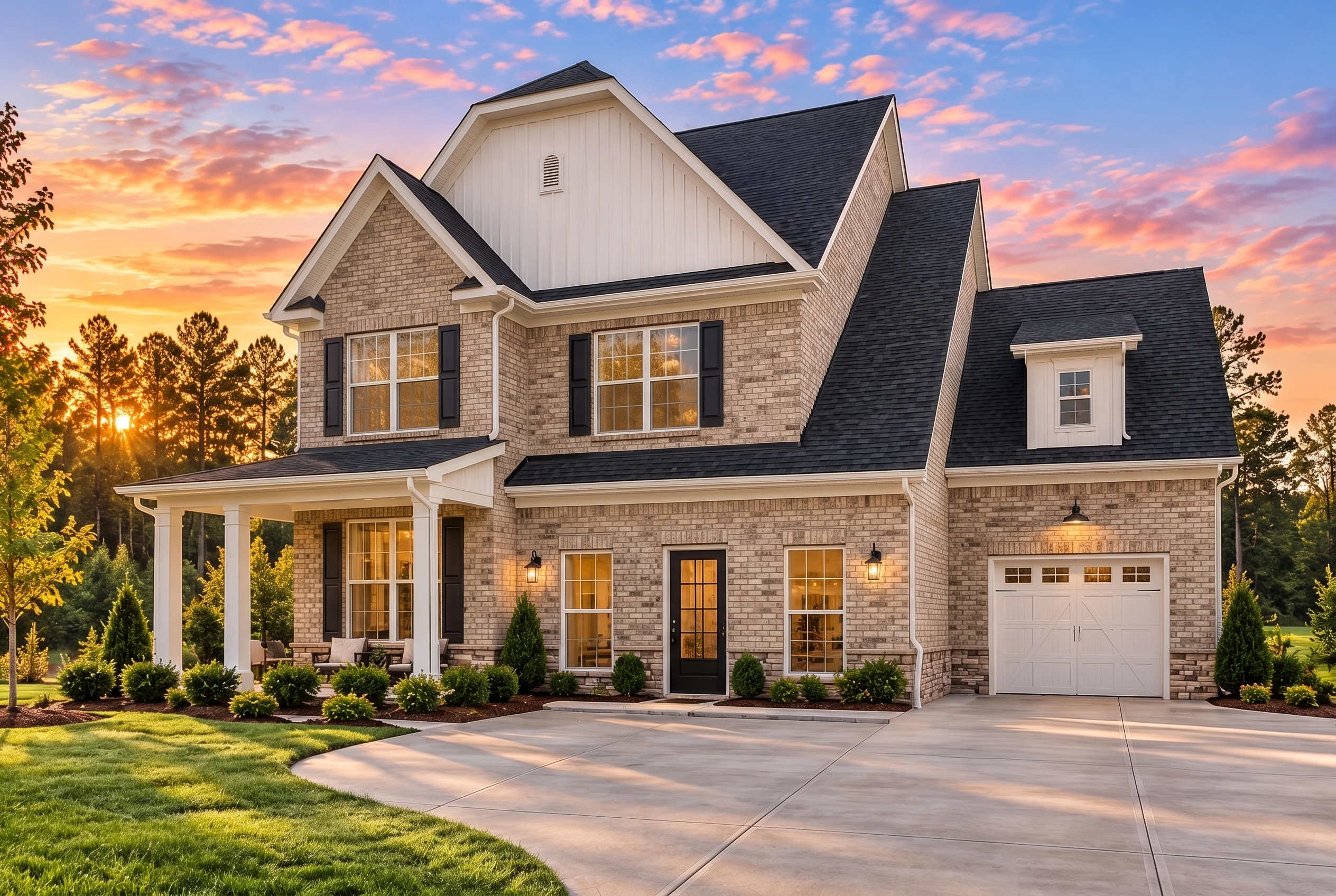 Plan  13-1769 – Laurel Cove Cabin |  New American – 4-Bed, 2.5-Bath, 2,867 SF - Natural Brick, AI-generated exterior concept