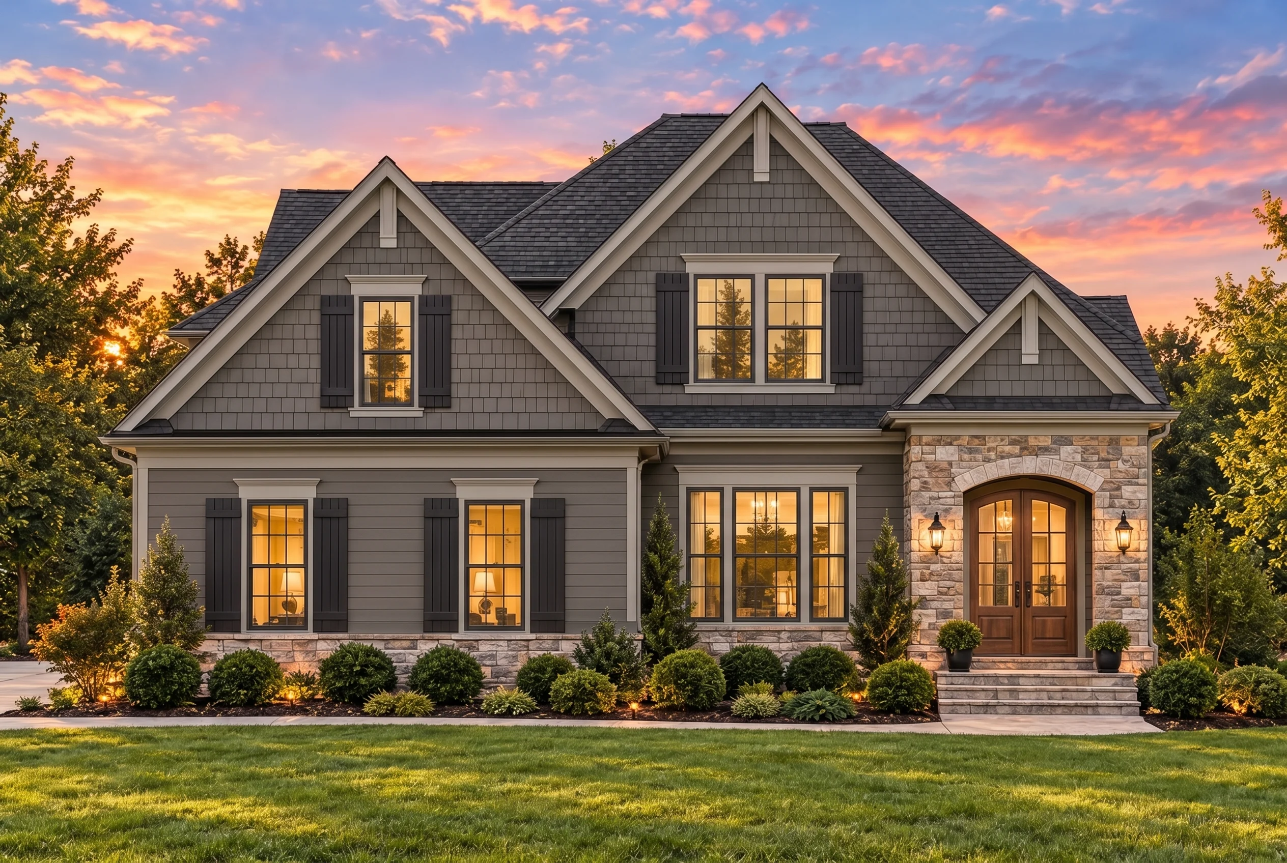 Plan  10-1660 – Meadow View |  Traditional Colonial – 4-Bed, 3.5-Bath, 2,219 SF - Warm Charcoal, AI-generated exterior concept