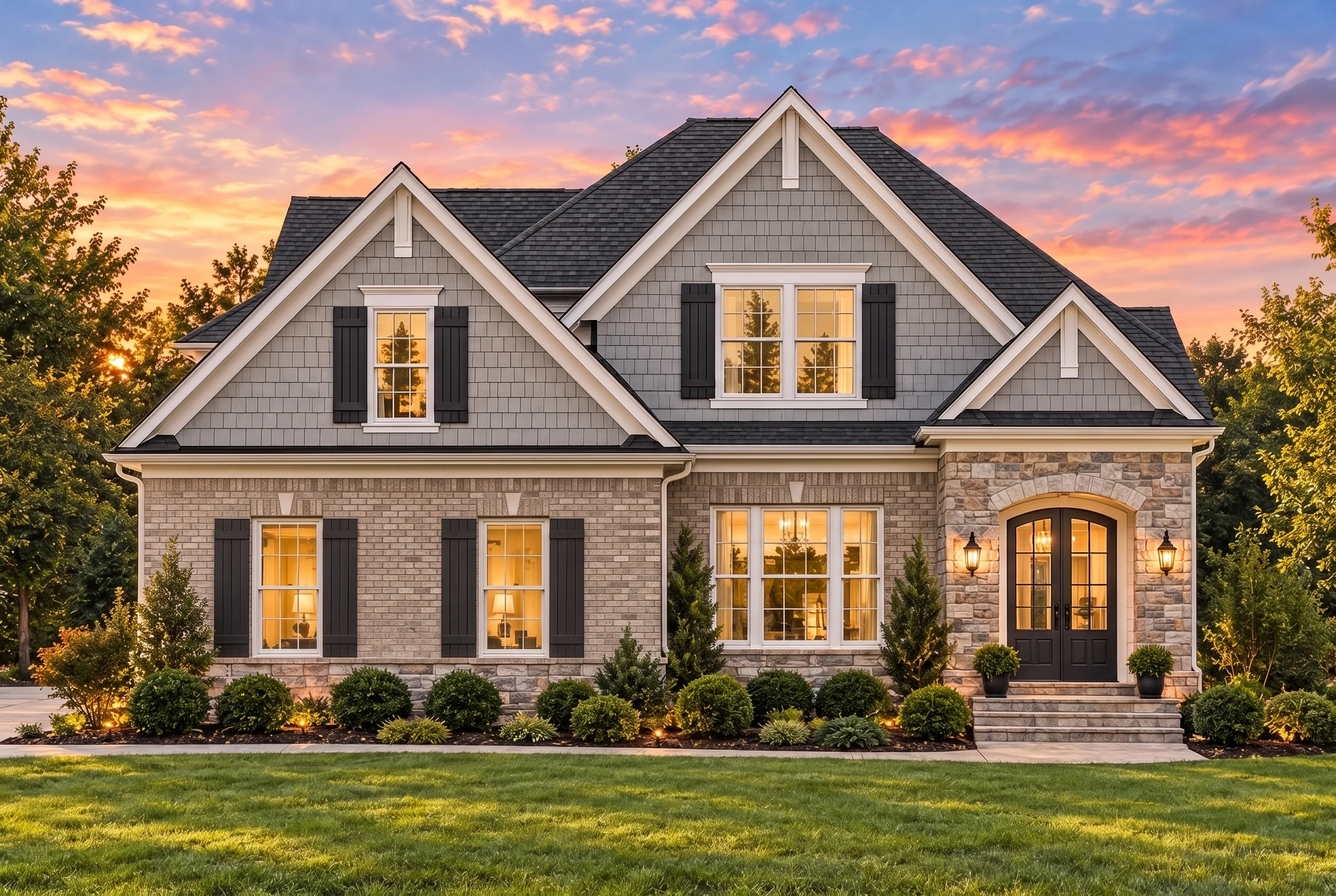 Plan  10-1660 – Meadow View |  Traditional Colonial – 4-Bed, 3.5-Bath, 2,219 SF - Natural Brick, AI-generated exterior concept