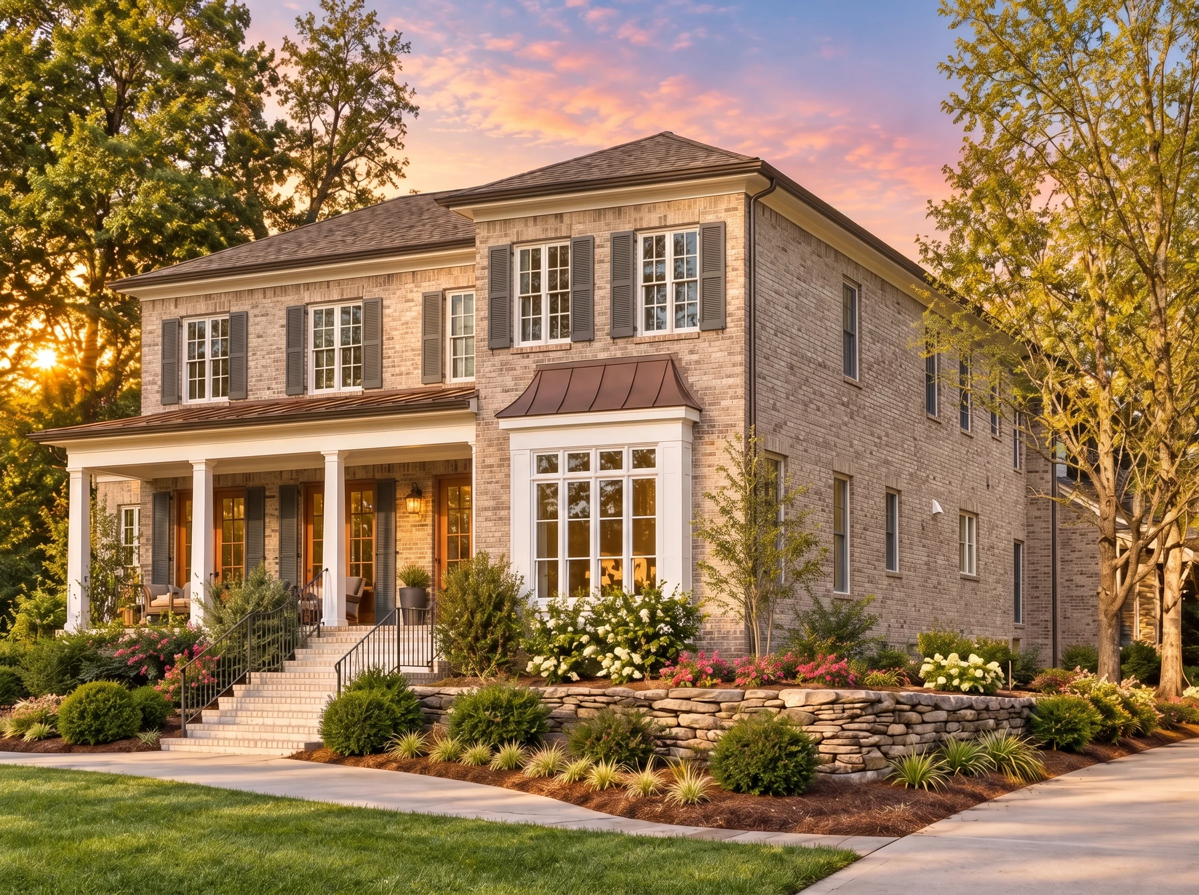 Plan  17-1860 – The Sanchez Farmhouse  | Traditional Colonial – 4-Bed, 3.5-Bath, 1,925 SF - Natural Brick, AI-generated exterior concept