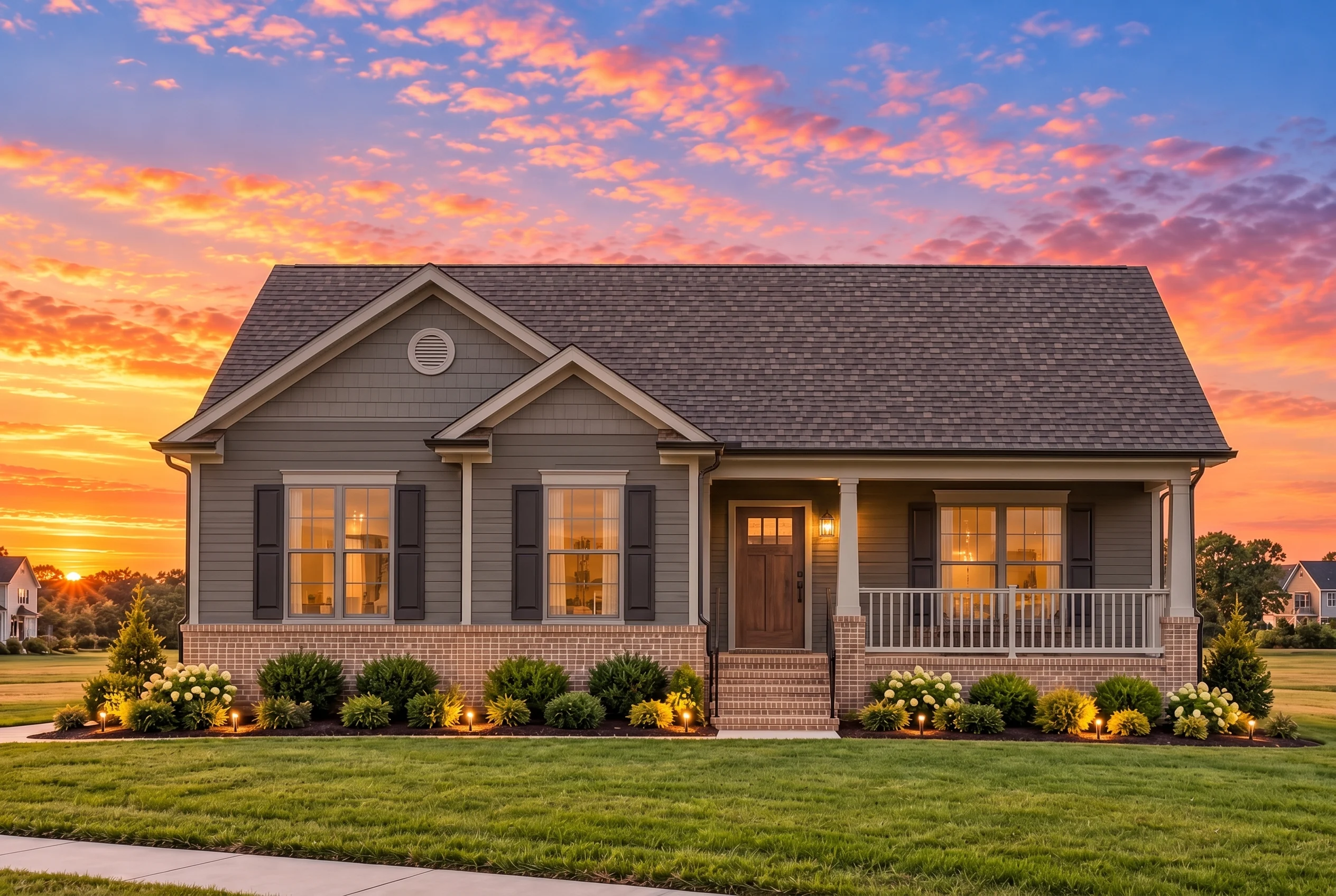 Plan  10-1036 – Magnolia Manor |  Traditional Cottage/Ranch – 5-Bed, 2-Bath, 1,259 SF - Warm Charcoal, AI-generated exterior concept