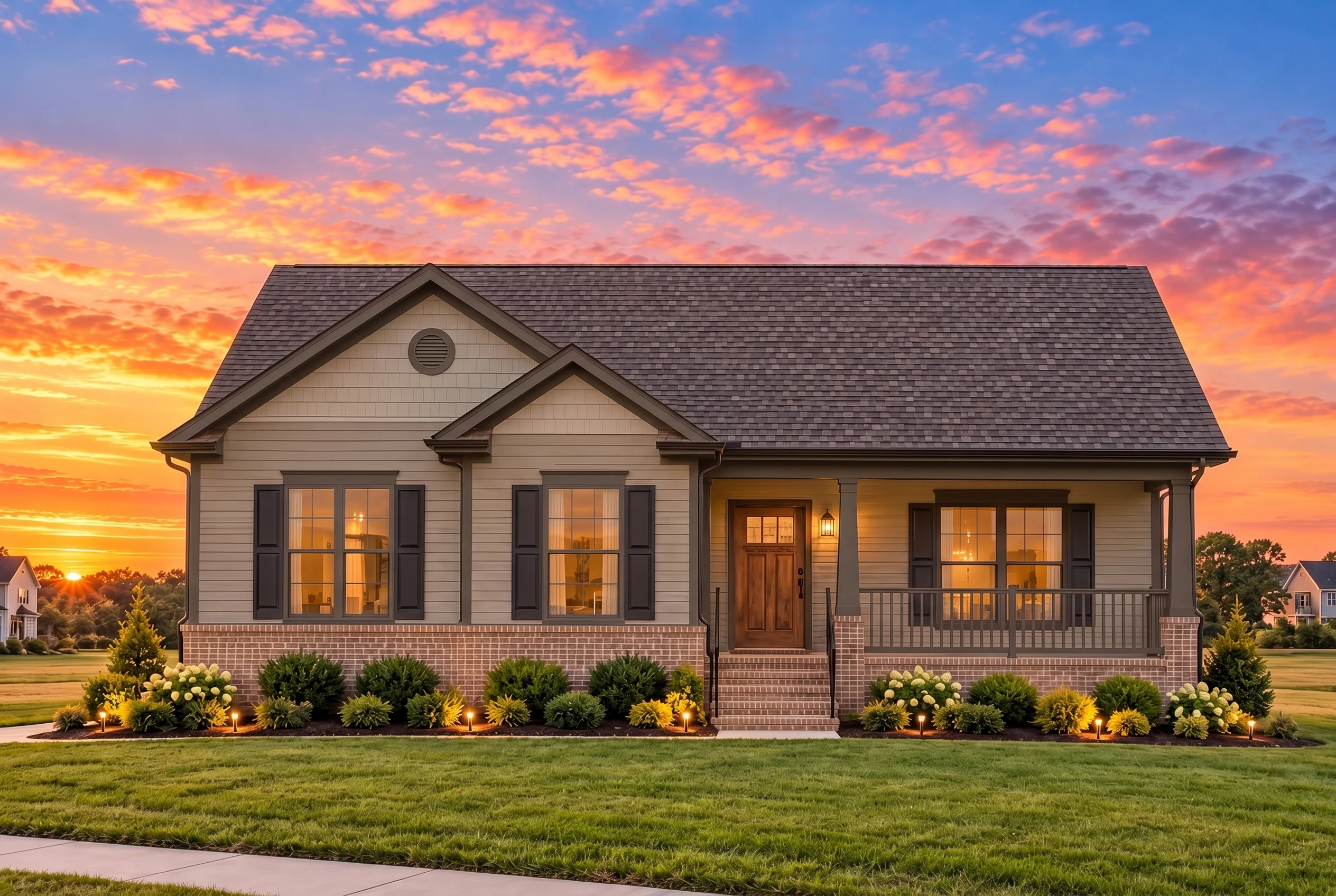 Plan  10-1036 – Magnolia Manor |  Traditional Cottage/Ranch – 5-Bed, 2-Bath, 1,259 SF - Mushroom Taupe, AI-generated exterior concept