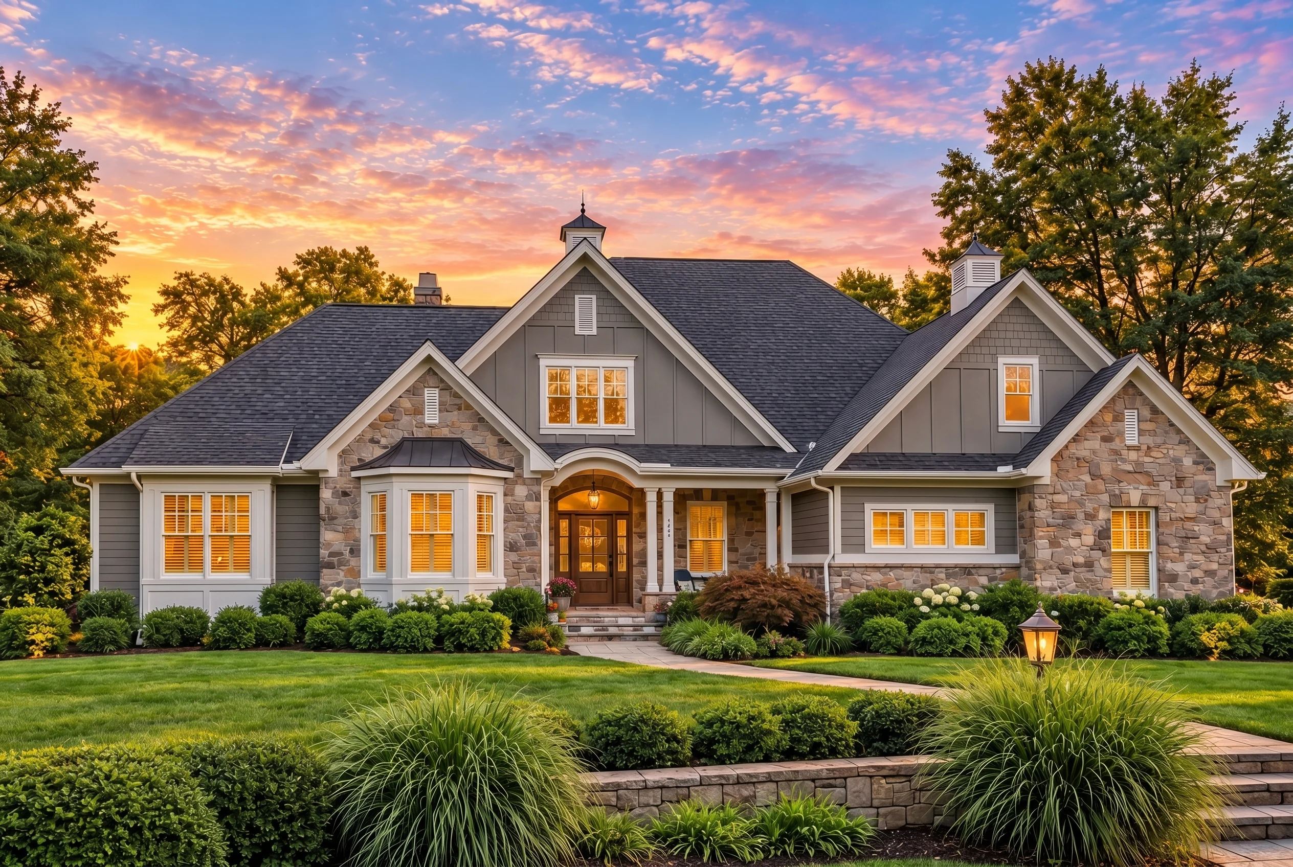 Plan  19-2167 – Diaz Retreat |  Traditional – 3-Bed, 3.5-Bath, 2,578 SF - Warm Charcoal, AI-generated exterior concept