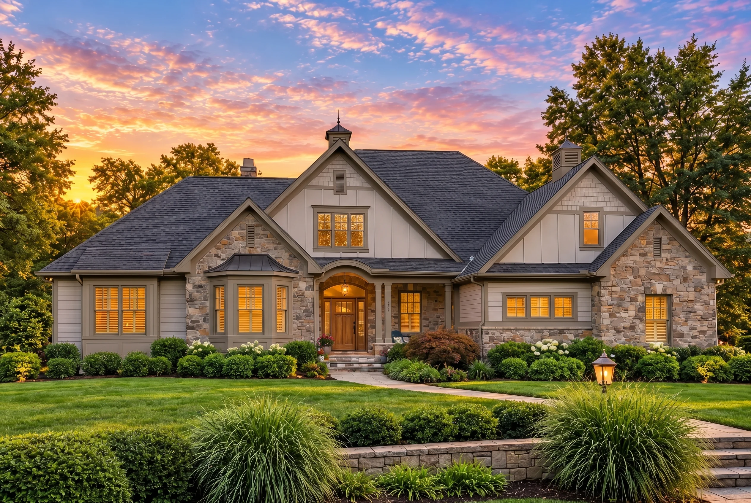 Plan  19-2167 – Diaz Retreat |  Traditional – 3-Bed, 3.5-Bath, 2,578 SF - Mushroom Taupe, AI-generated exterior concept