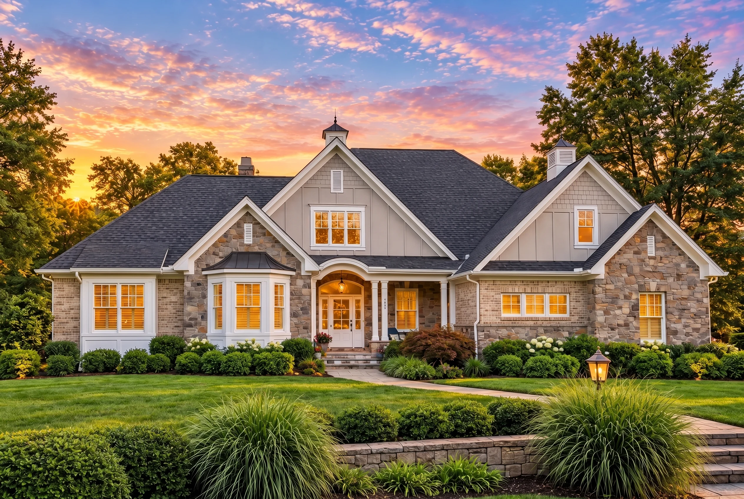 Plan  19-2167 – Diaz Retreat |  Traditional – 3-Bed, 3.5-Bath, 2,578 SF - Natural Brick, AI-generated exterior concept