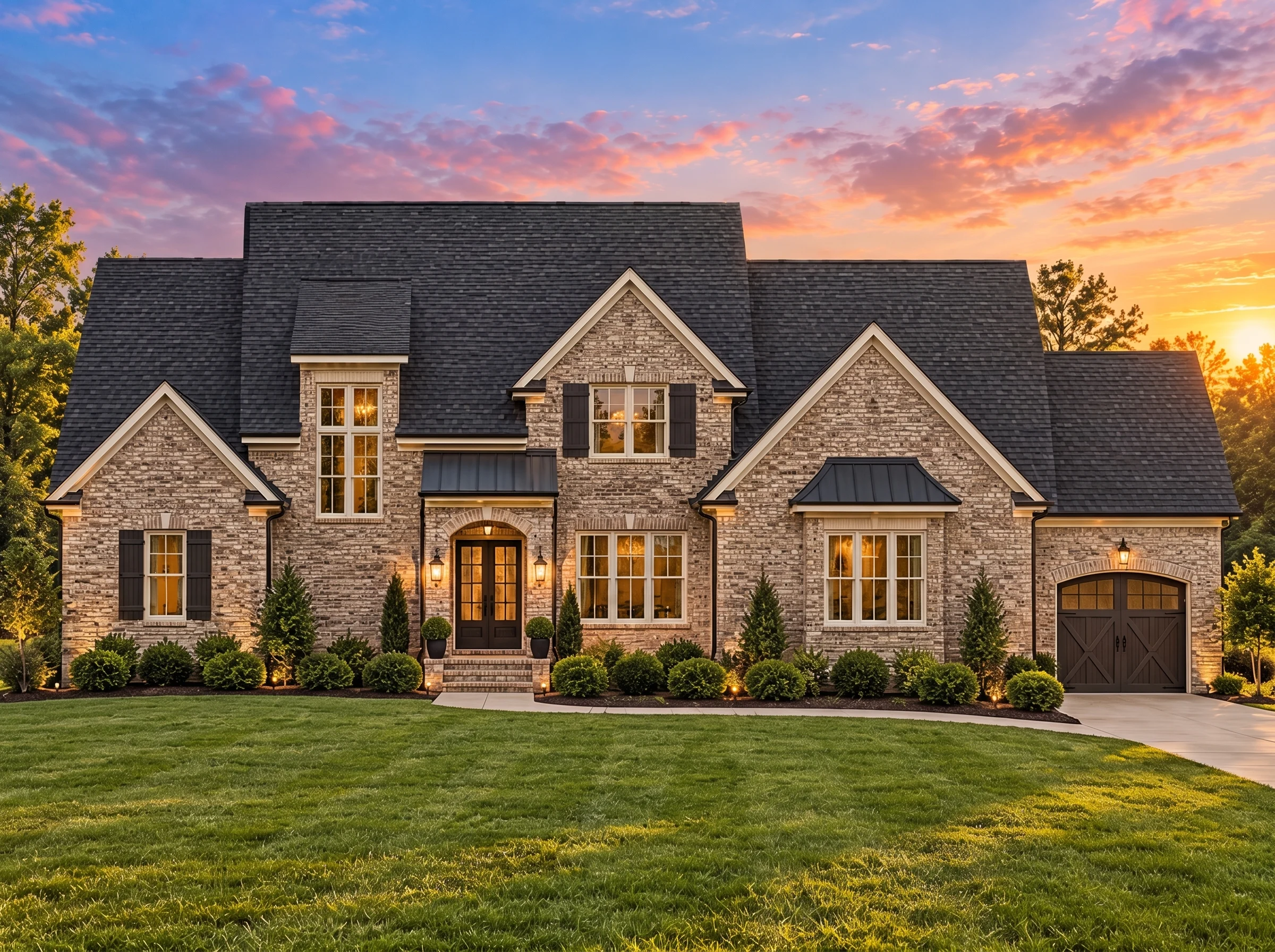 Plan  14-1087 – Hawthorn Ridge Farm  | Modern Farmhouse – 4-Bed, 4.5-Bath, 4,523 SF - Natural Brick, AI-generated exterior concept