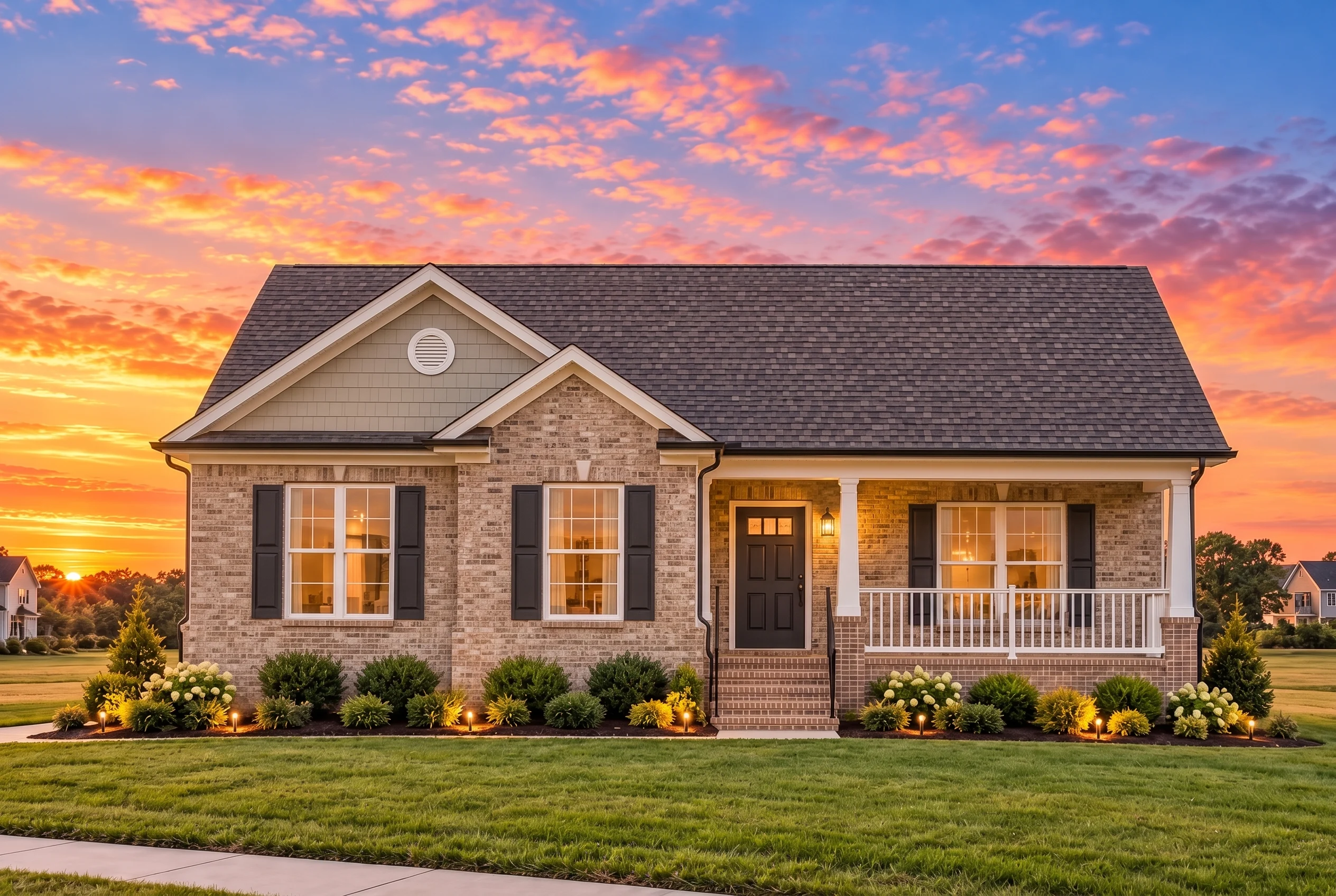 Plan  10-1036 – Magnolia Manor |  Traditional Cottage/Ranch – 5-Bed, 2-Bath, 1,259 SF - Natural Brick, AI-generated exterior concept