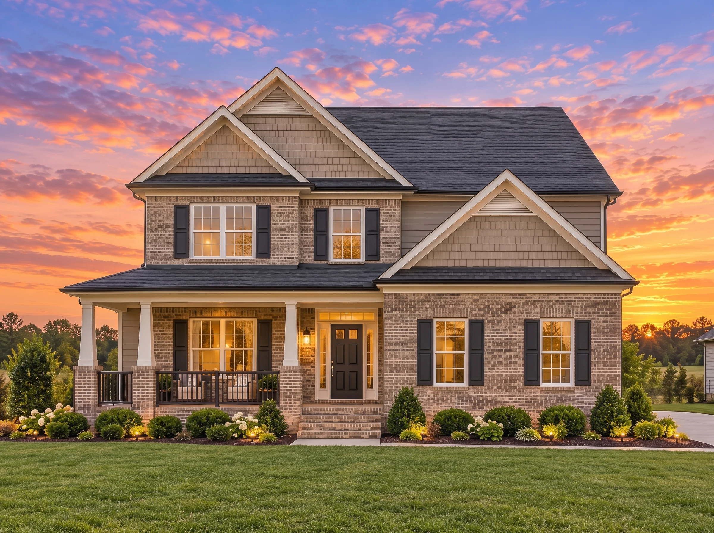 Plan  9-REDBUD – Dallas Ranch |  Traditional Craftsman-Colonial Revival – 4-Bed, 2,280 SF - Natural Brick, AI-generated exterior concept