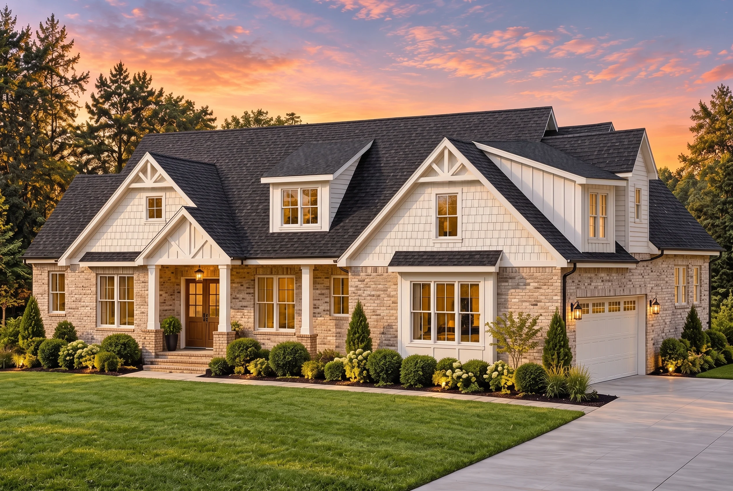 Plan  19-1868 – Jenkins Crossing |  Craftsman Ranch – 3-Bed, 3-Bath, 2,494 SF - Natural Brick, AI-generated exterior concept
