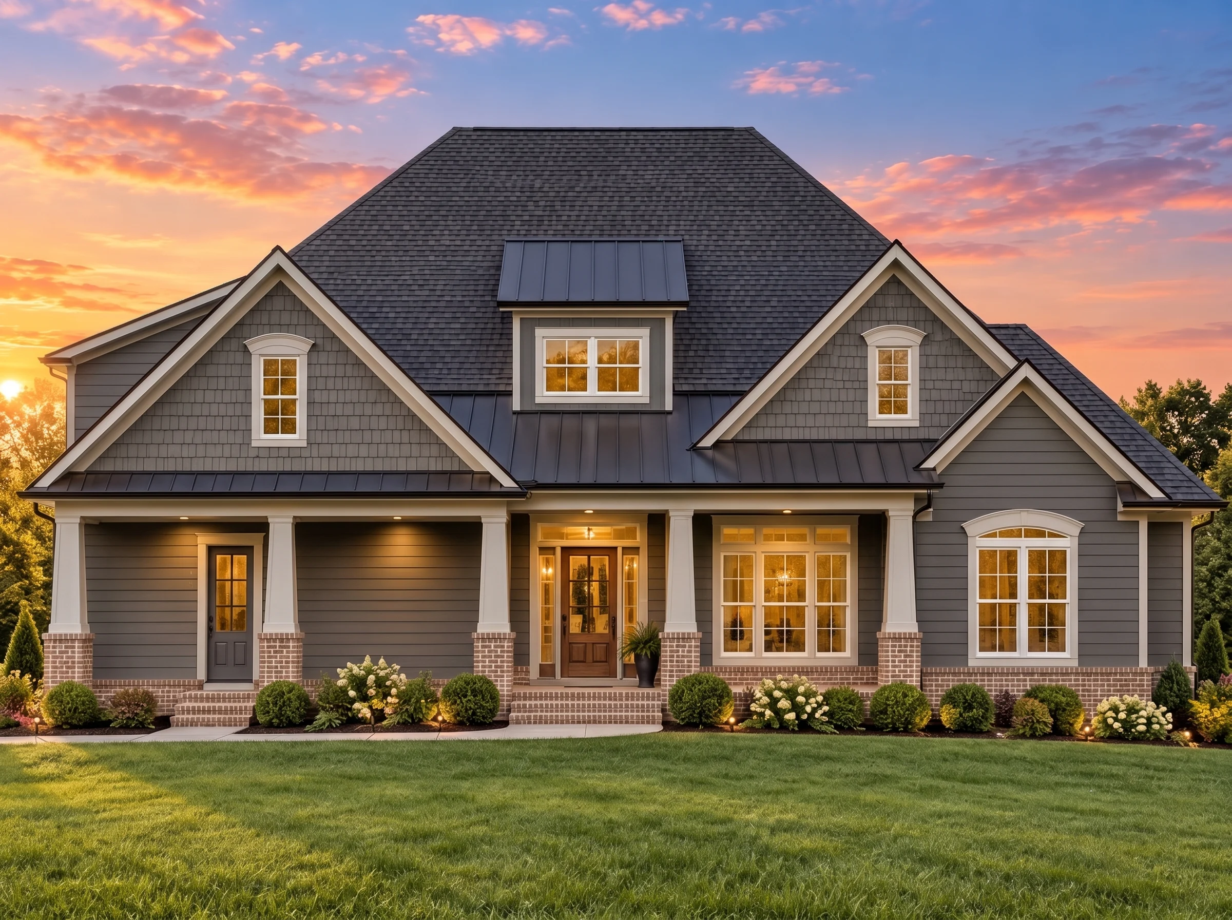 Plan  20-1893 – Diaz Place | New  American – 3-Bed, 2.5-Bath, 2,458 SF - Warm Charcoal, AI-generated exterior concept