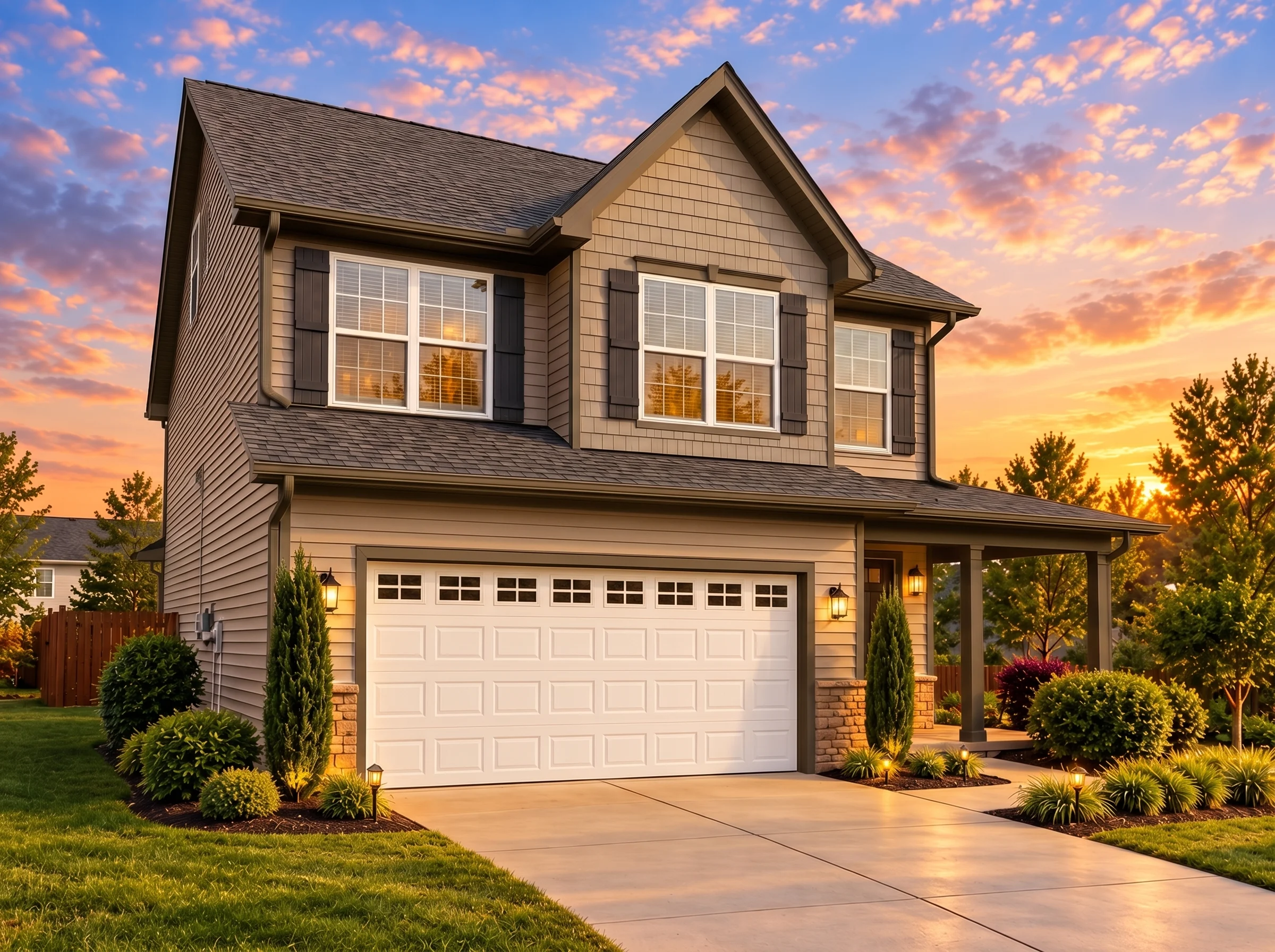 Plan  10-1510 – Whiteside Farm |  Traditional Colonial – 4-Bed, 2.5-Bath, 2,300 SF - Mushroom Taupe, AI-generated exterior concept