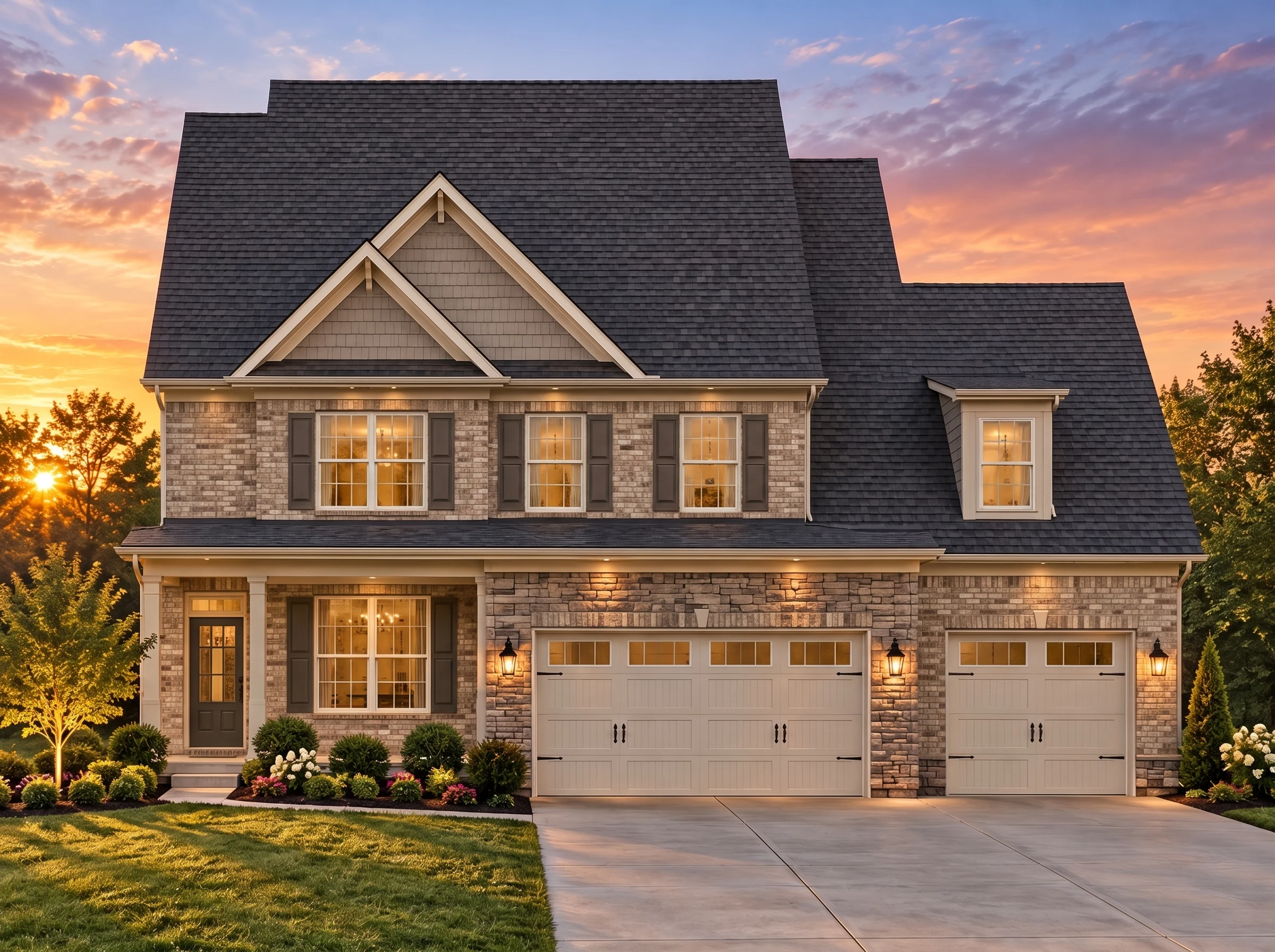 Plan  13-2097 – Sycamore Meadow Farm  | Traditional Colonial – 4-Bed, 3.5-Bath, 2,917 SF - Natural Brick, AI-generated exterior concept