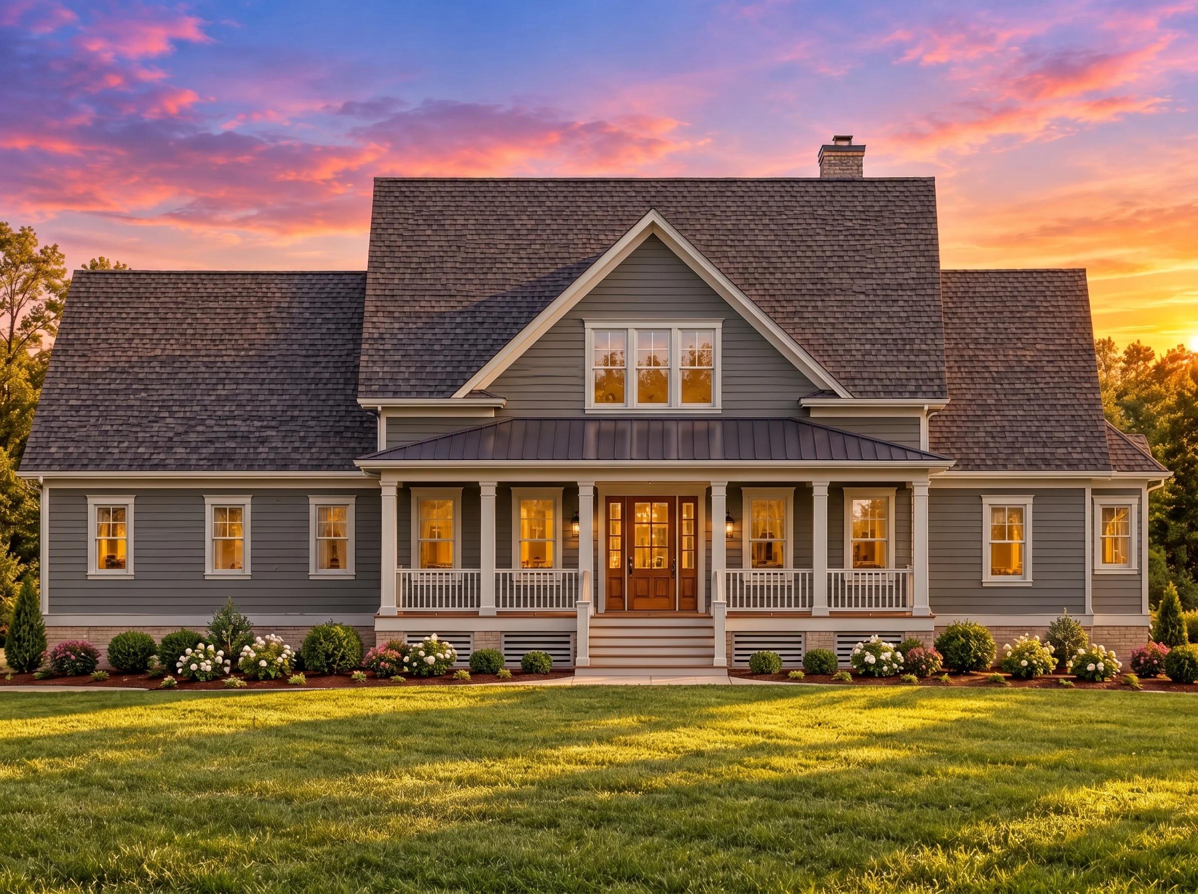 Plan  17-1397 – Walker Ridge | Cape  Cod – 4-Bed, 3.5-Bath, 3,847 SF - Warm Charcoal, AI-generated exterior concept