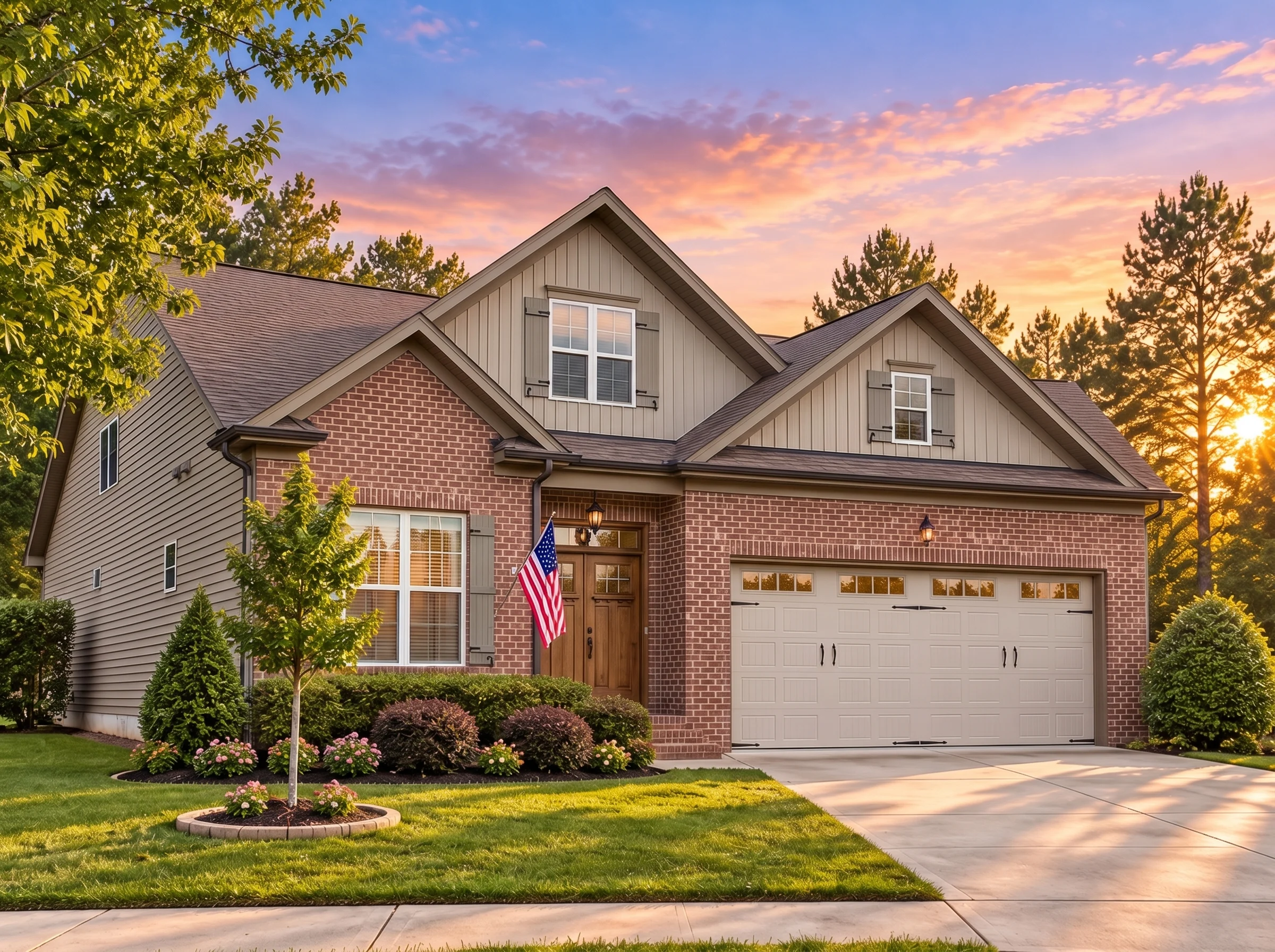 Plan  13-1400 – Pecan Springs Manor  | DOGWOOD-Modern Traditional – 3-Bed, 3-Bath, 2,494 SF - Mushroom Taupe, AI-generated exterior concept