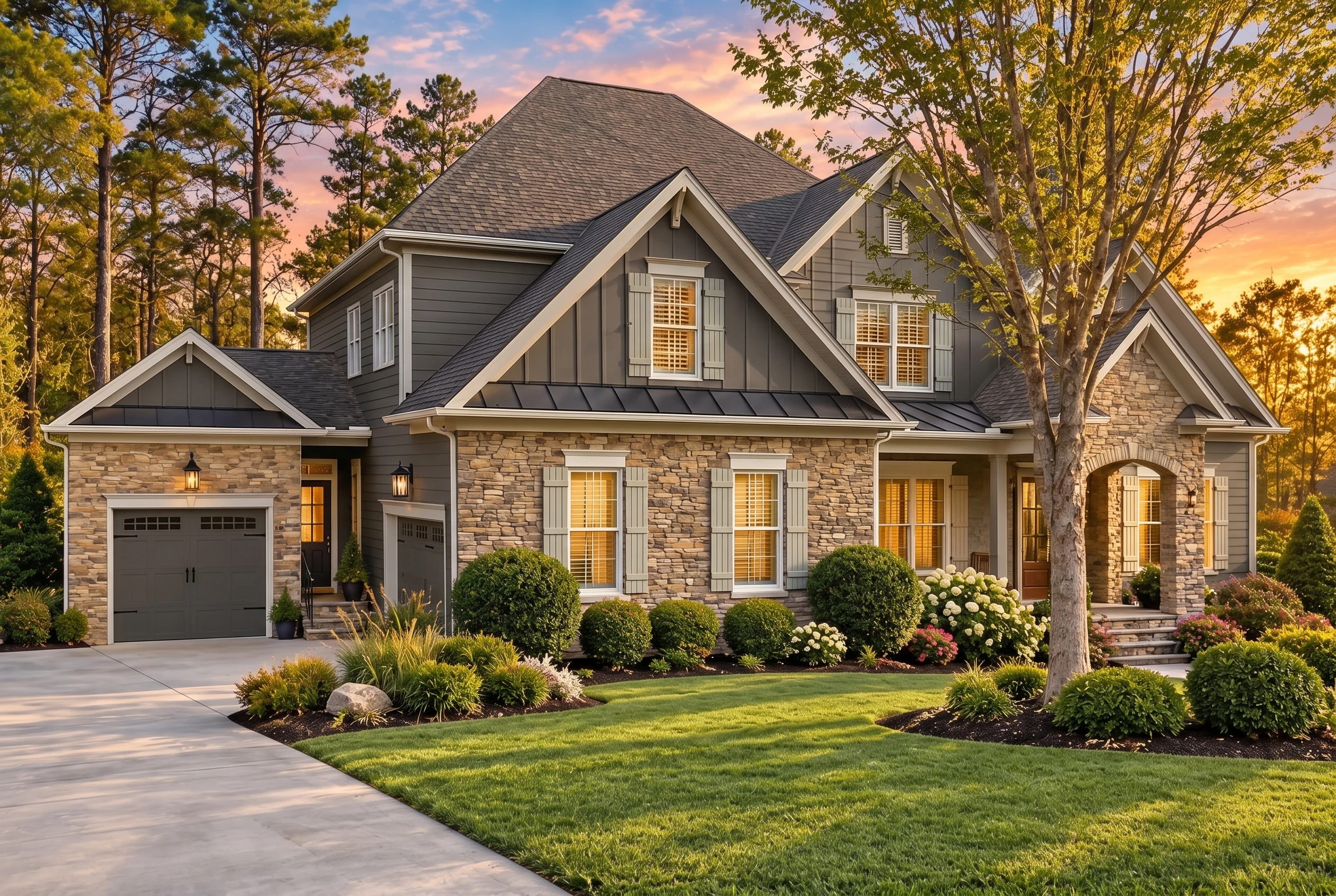 Plan  10-1519 – The Marisa | New  American – 6-Bed, 5-Bath, 5,725 SF - Warm Charcoal, AI-generated exterior concept