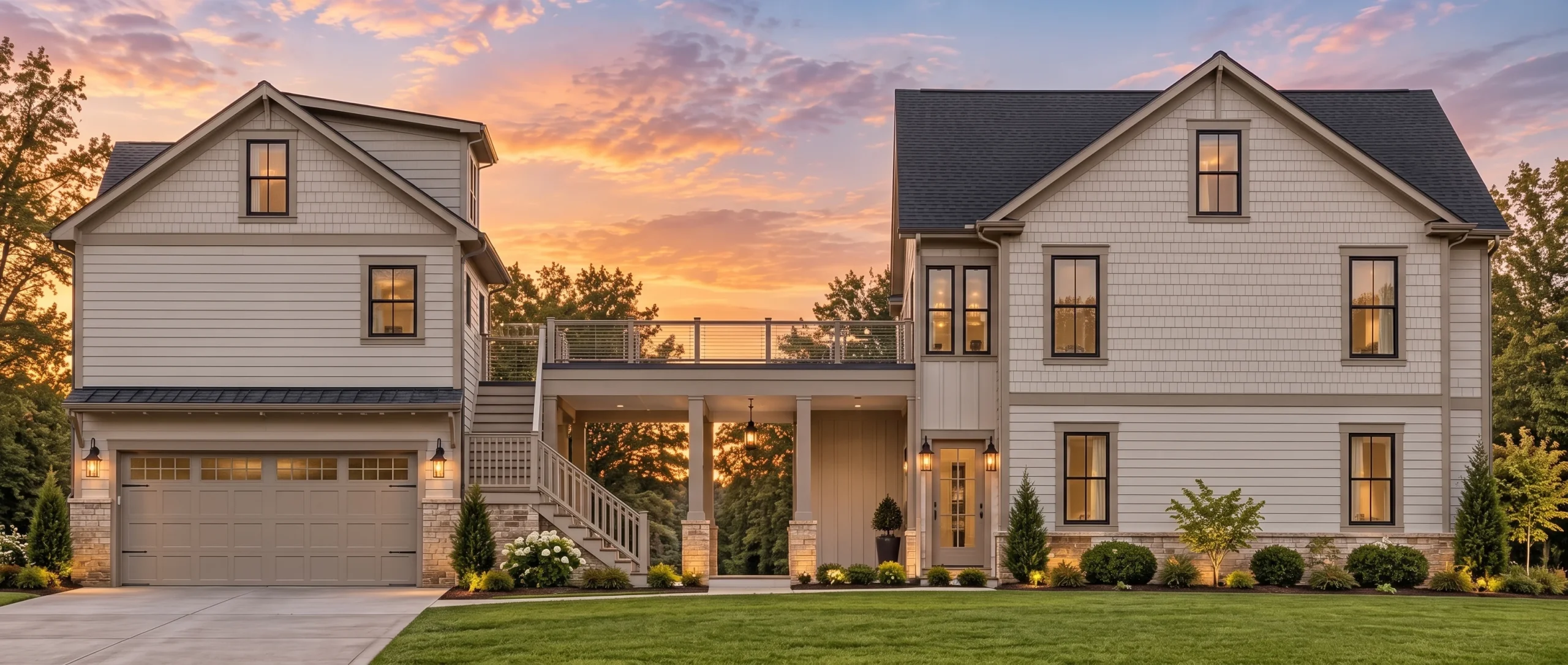 Plan  14-1763 – Alder Springs Manor  | Coastal Farmhouse – 3-Bed, 3.5-Bath, 2,214 SF - Mushroom Taupe, AI-generated exterior concept