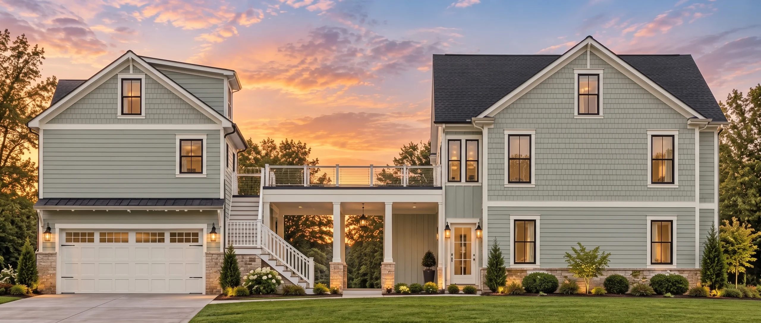 Plan  14-1763 – Alder Springs Manor  | Coastal Farmhouse – 3-Bed, 3.5-Bath, 2,214 SF - Muted Sage, AI-generated exterior concept