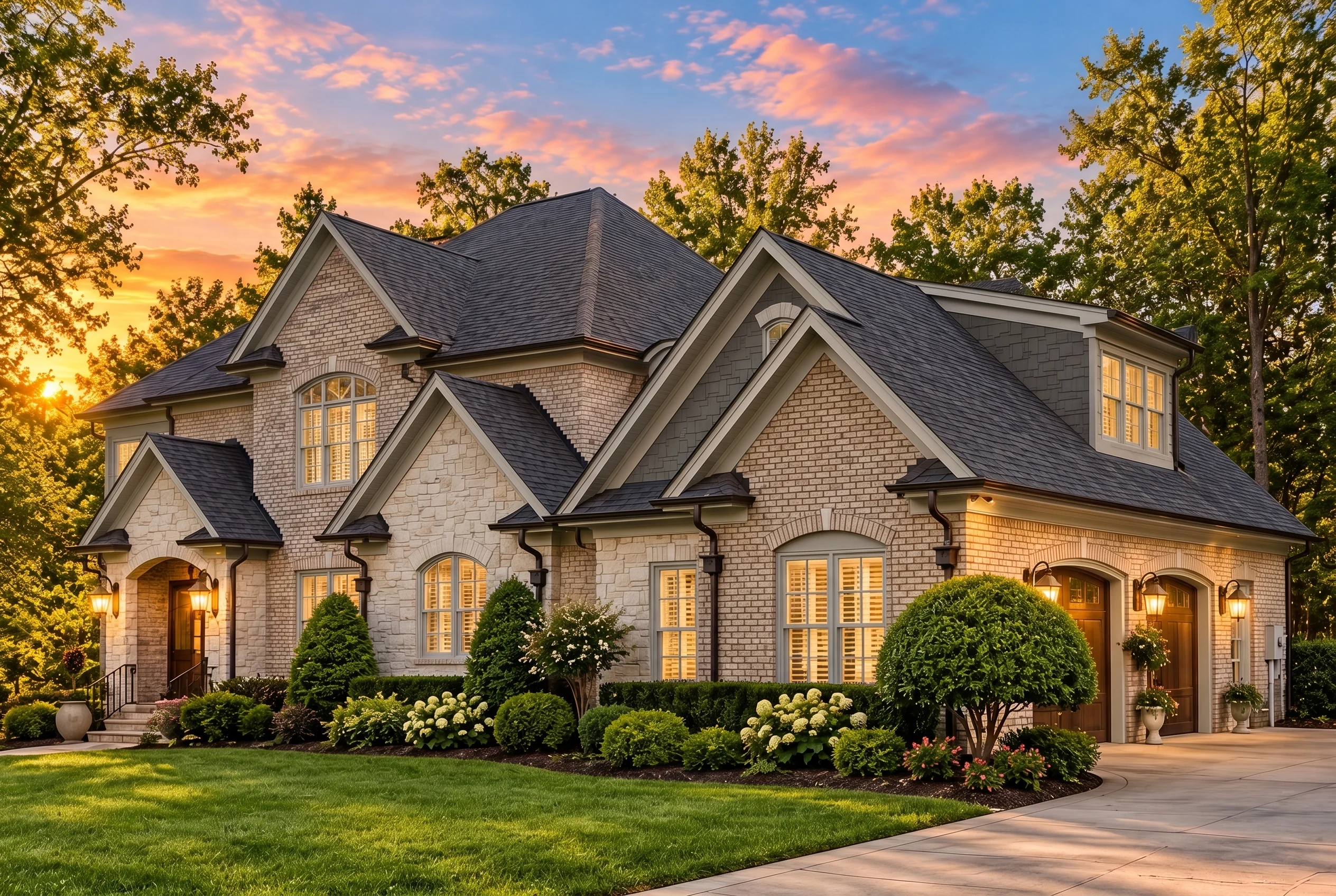 Plan  14-1347 – Dogwood Brook Cottage  | New American – 5-Bed, 3-Bath, 7,834 SF - Warm Charcoal, AI-generated exterior concept