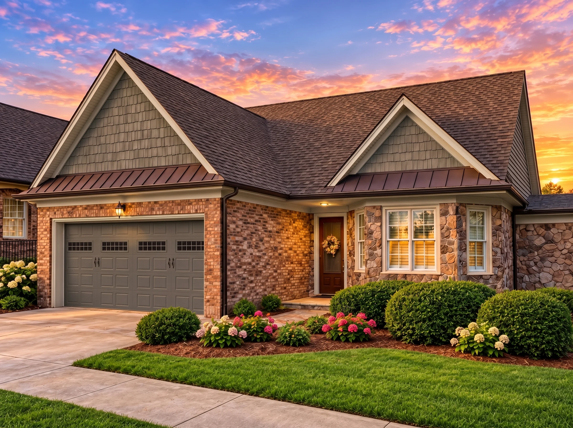 Plan  13-1814 – Rose Run Chalet |  New American – 4-Bed, 3-Bath, 3,420 SF - Warm Charcoal, AI-generated exterior concept