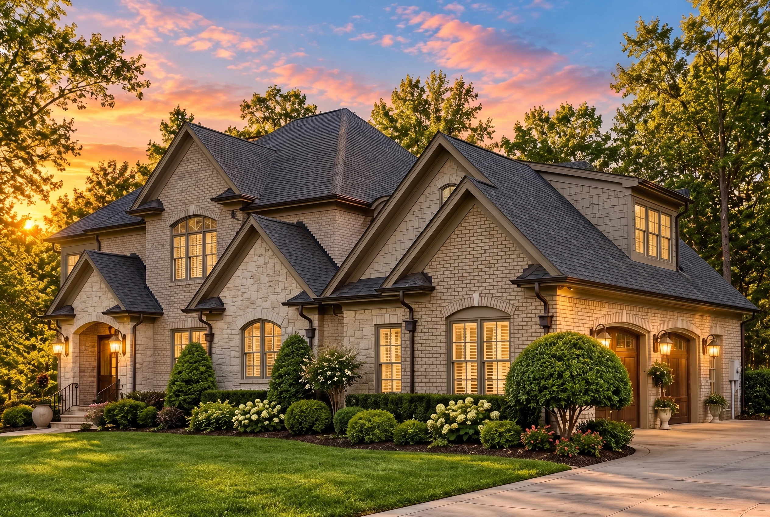 Plan  14-1347 – Dogwood Brook Cottage  | New American – 5-Bed, 3-Bath, 7,834 SF - Mushroom Taupe, AI-generated exterior concept