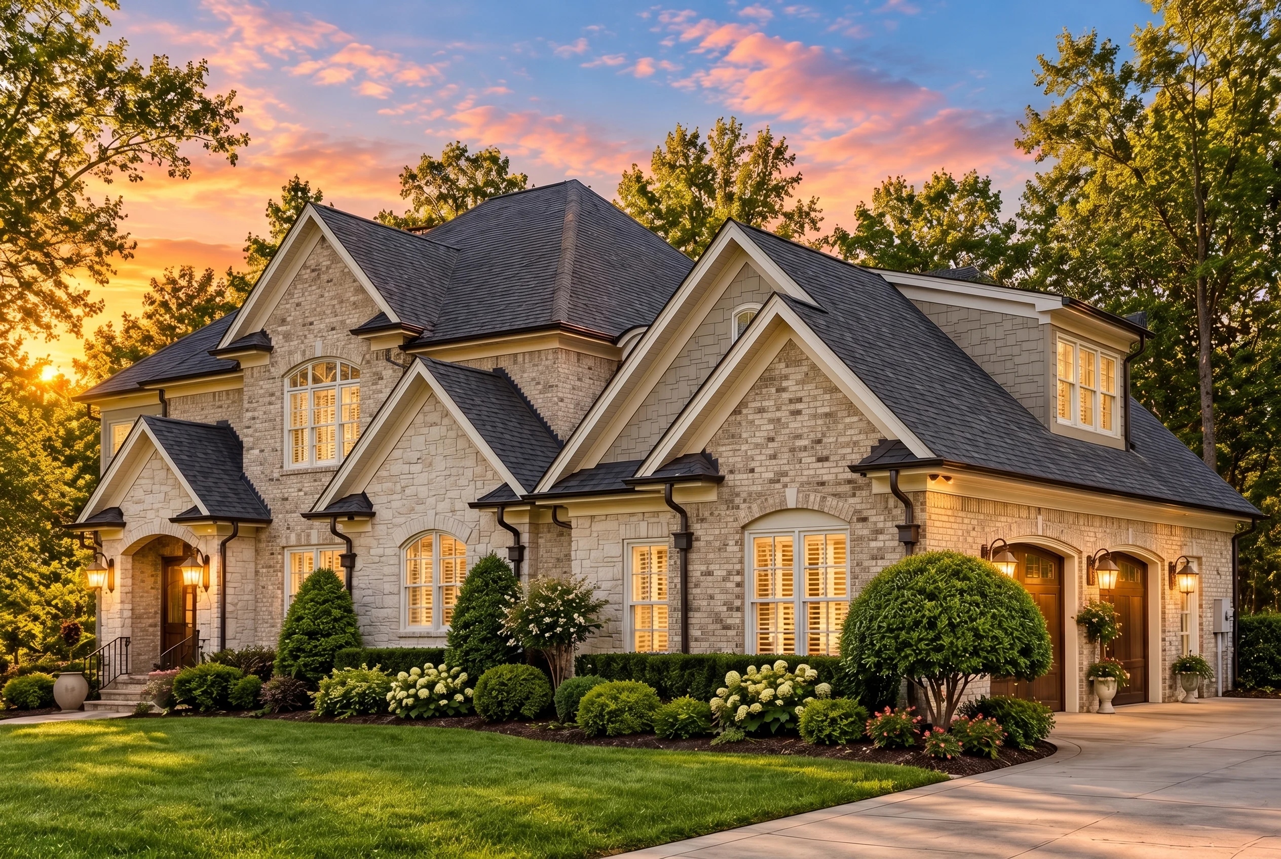 Plan  14-1347 – Dogwood Brook Cottage  | New American – 5-Bed, 3-Bath, 7,834 SF - Natural Brick, AI-generated exterior concept