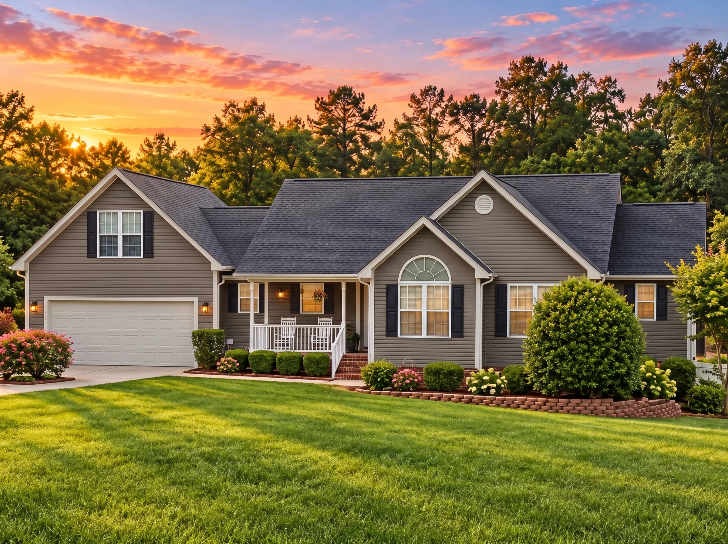 Plan  8-B1773 – The Lee House |  Modern Farmhouse – 3-Bed, 1.5-Bath, 1,424 SF - Warm Charcoal, AI-generated exterior concept