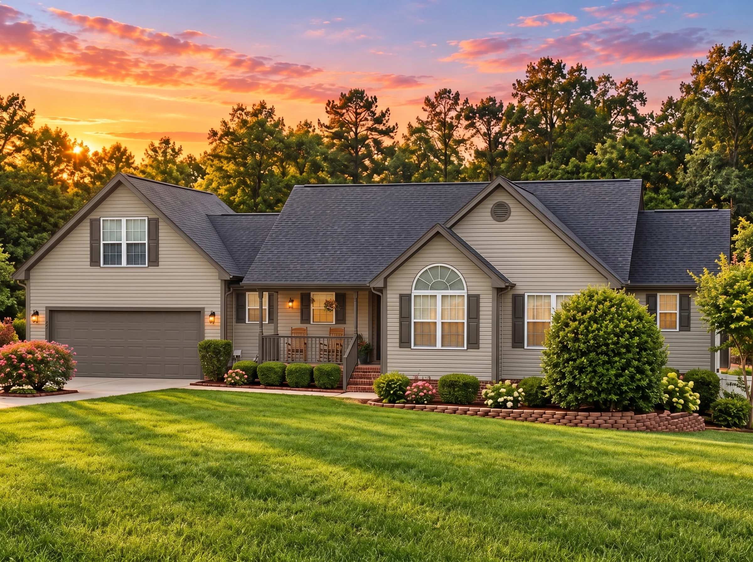 Plan  8-B1773 – The Lee House |  Modern Farmhouse – 3-Bed, 1.5-Bath, 1,424 SF - Mushroom Taupe, AI-generated exterior concept