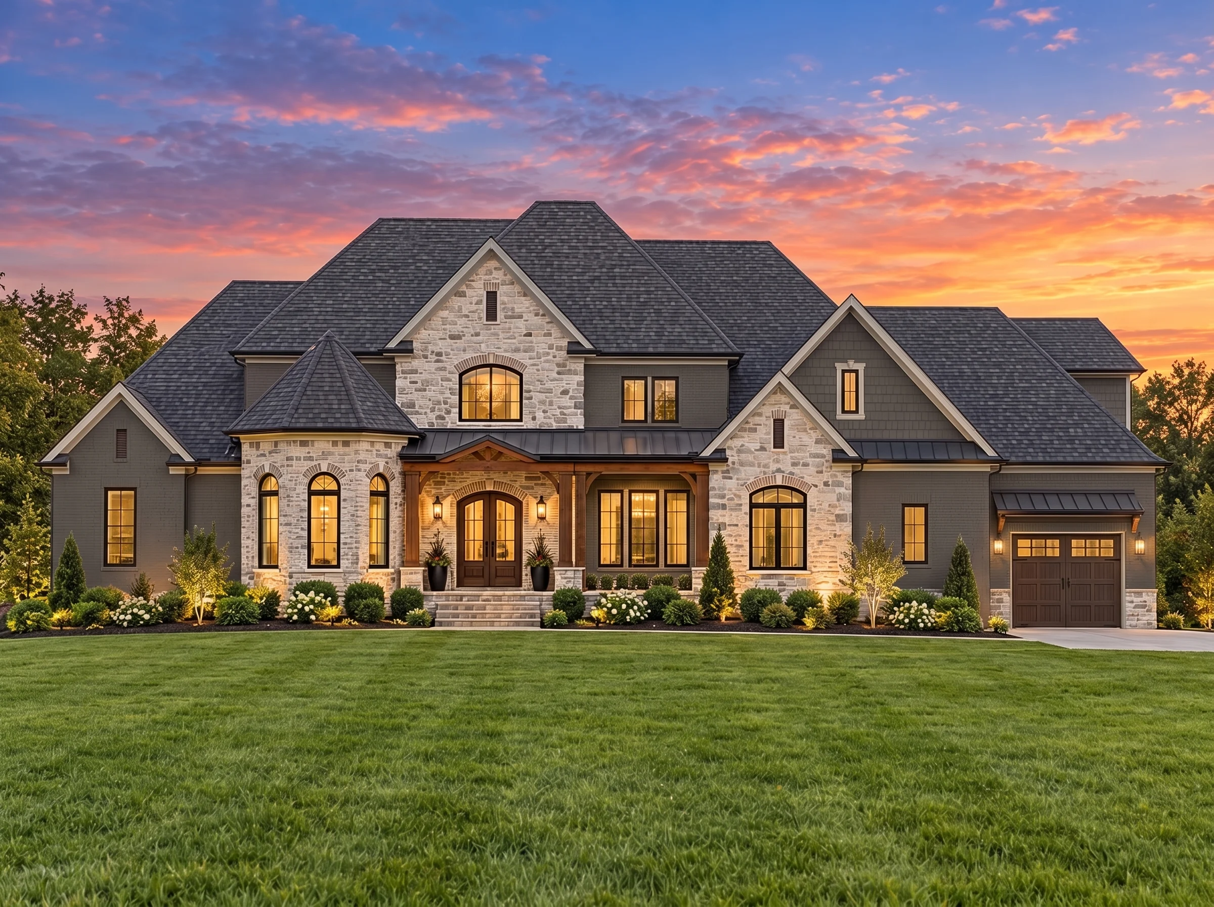 Plan  17-1846 – Stewart Walk | New  American – 4-Bed, 5-Bath, 7,152 SF - Warm Charcoal, AI-generated exterior concept