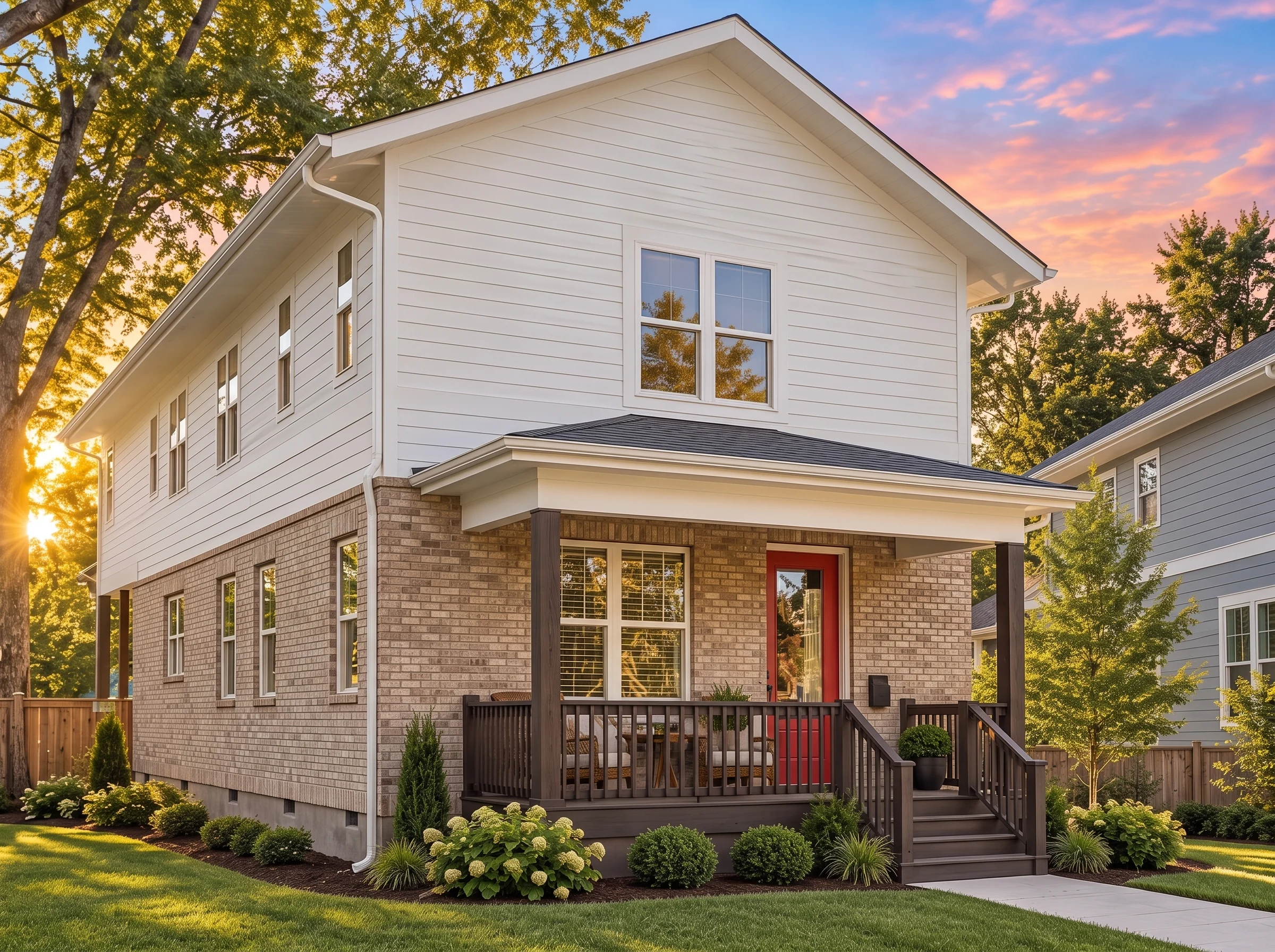 Plan  20-1628 – The Peterson Manor |  Modern Farmhouse – 5-Bed, 5-Bath, 4,236 SF - Natural Brick, AI-generated exterior concept