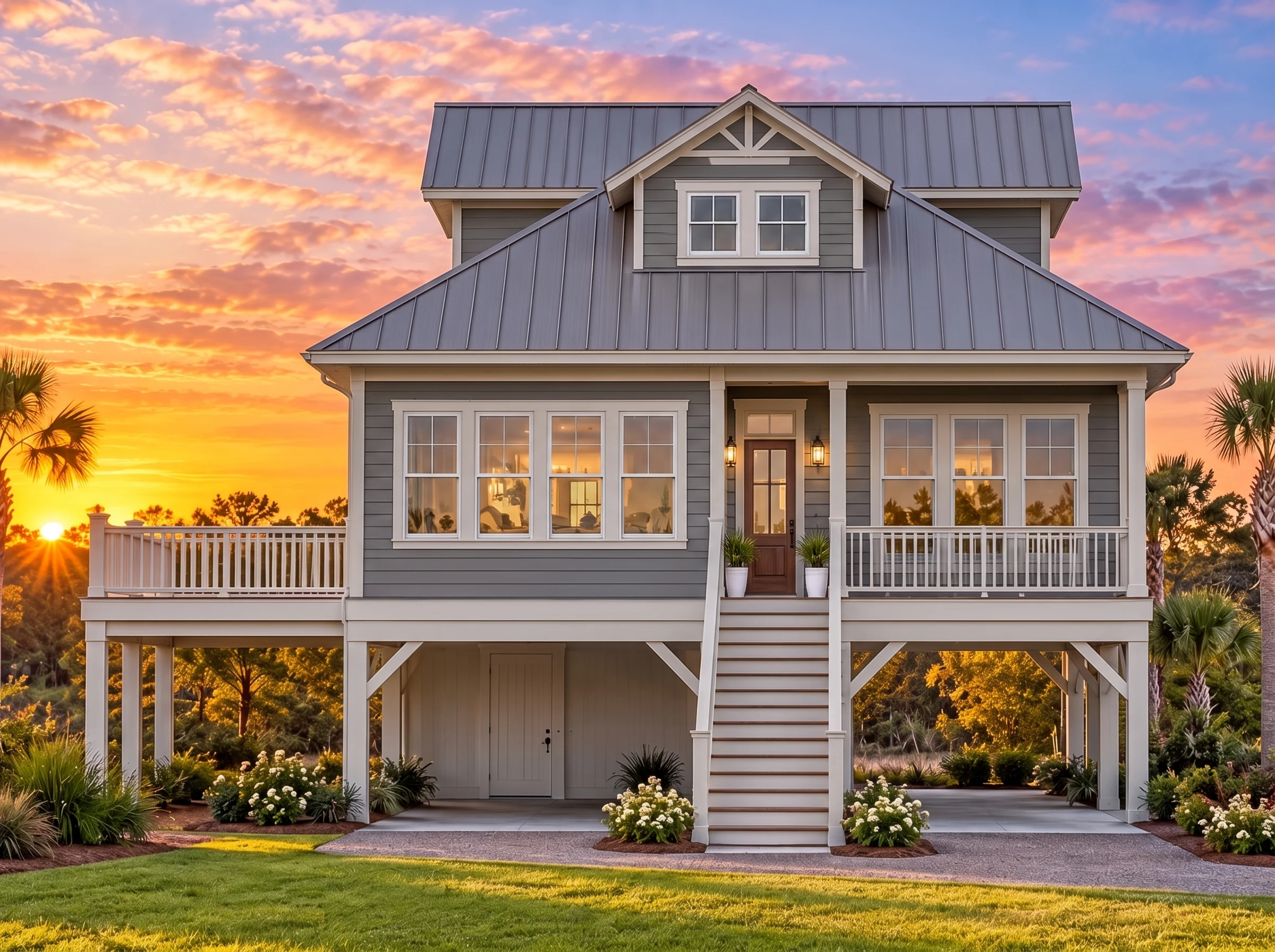 Plan  14-1463 – Cedar Shores Retreat  | Modern Farmhouse Coastal – 4-Bed, 3-Bath, 2,181 SF - Warm Charcoal, AI-generated exterior concept