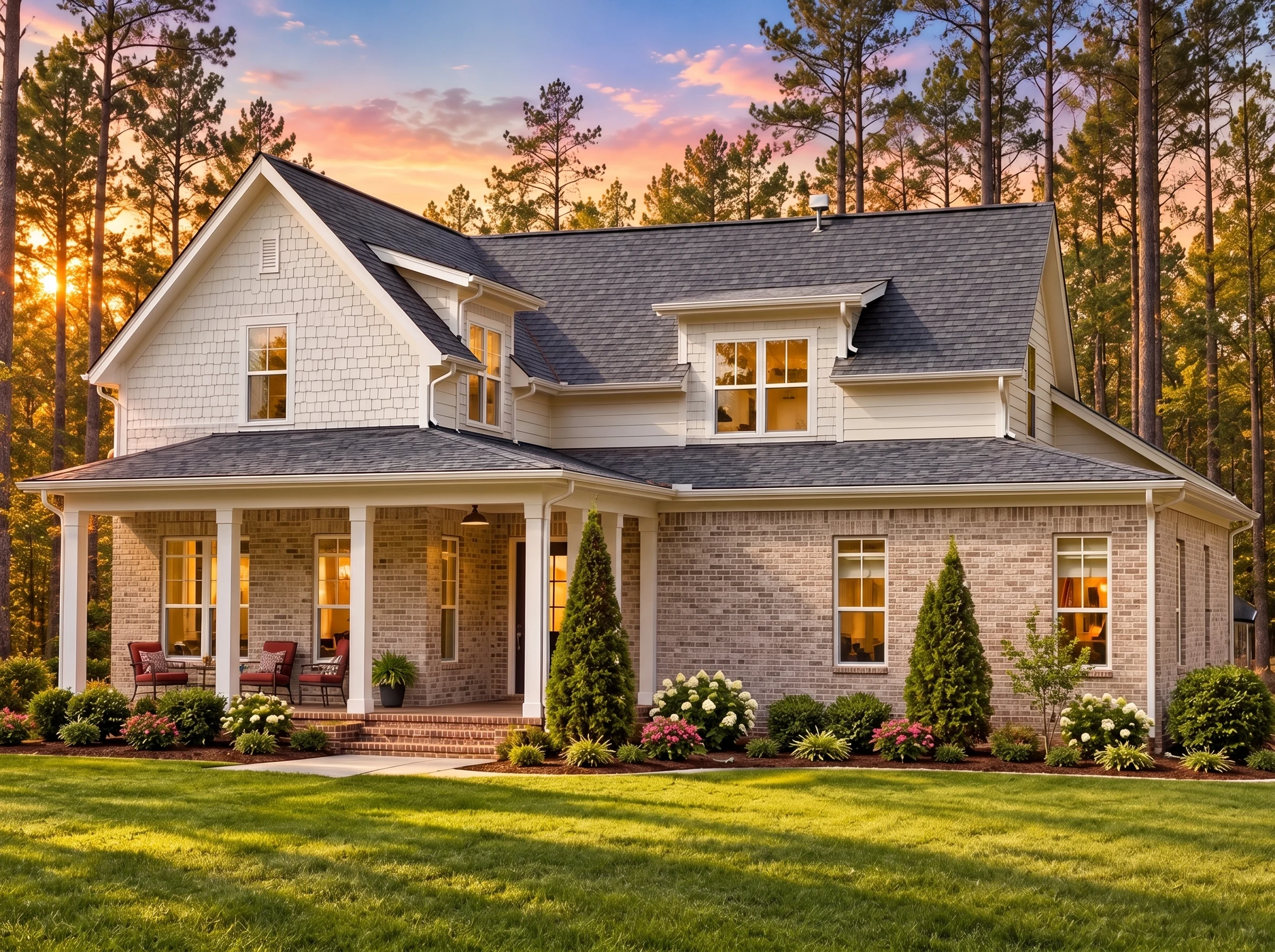 Plan  19-2380 – Jackson Retreat |  Modern Farmhouse – 3-Bed, 2.5-Bath, 2,170 SF - Natural Brick, AI-generated exterior concept