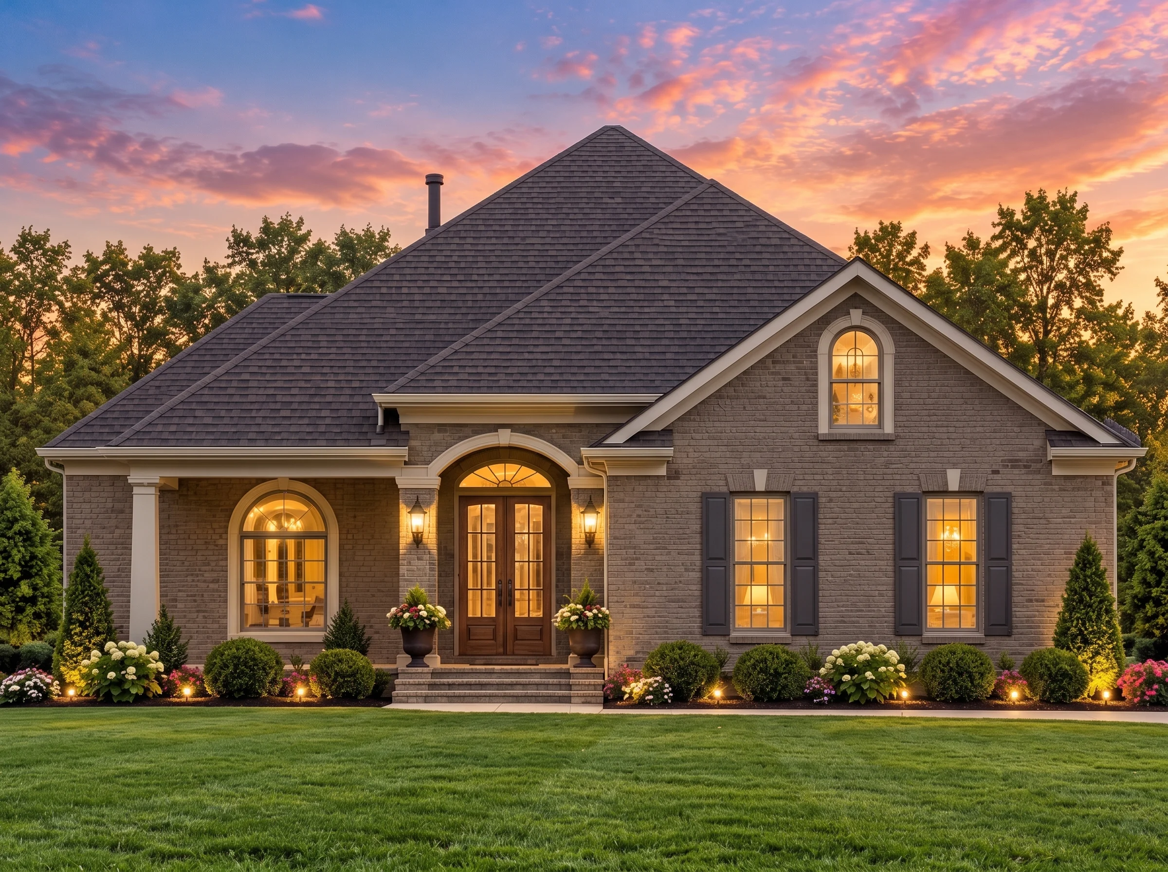 Plan  14-1766 – Beechwood Bluff Retreat | Traditional – 3-Bed, 2-Bath, 2,368 SF - Warm Charcoal, AI-generated exterior concept