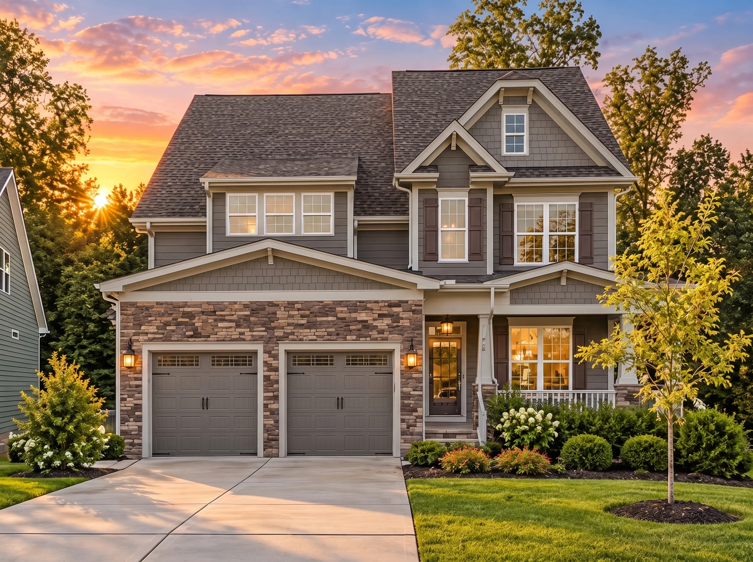 Plan  16-1733 – Long Crossing | New  American – 4-Bed, 0.5-Bath, 3,326 SF - Warm Charcoal, AI-generated exterior concept