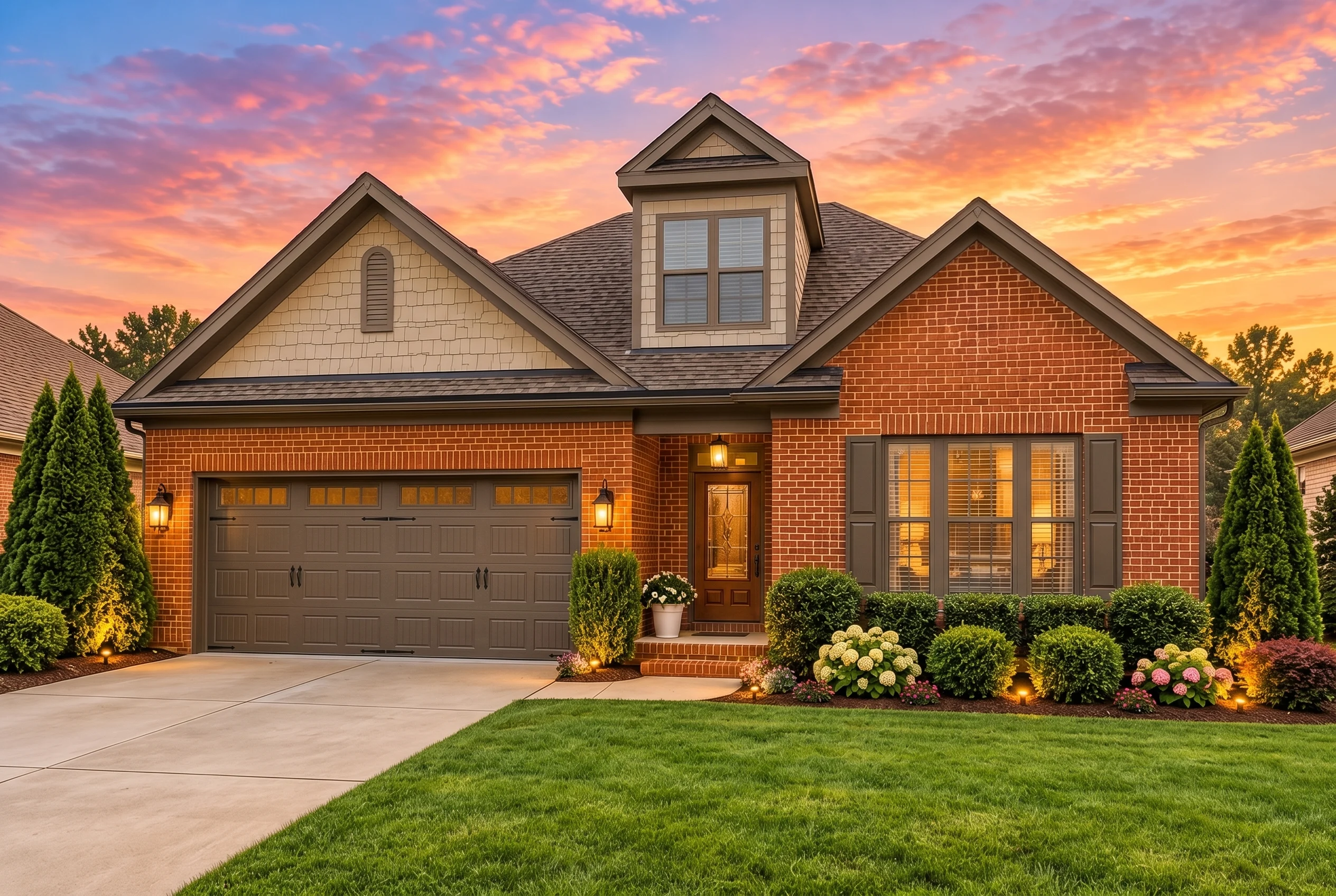 Plan  12-1048 – Cypress Valley Cabin  | Traditional Ranch – 4-Bed, 3-Bath, 2,935 SF - Mushroom Taupe, AI-generated exterior concept