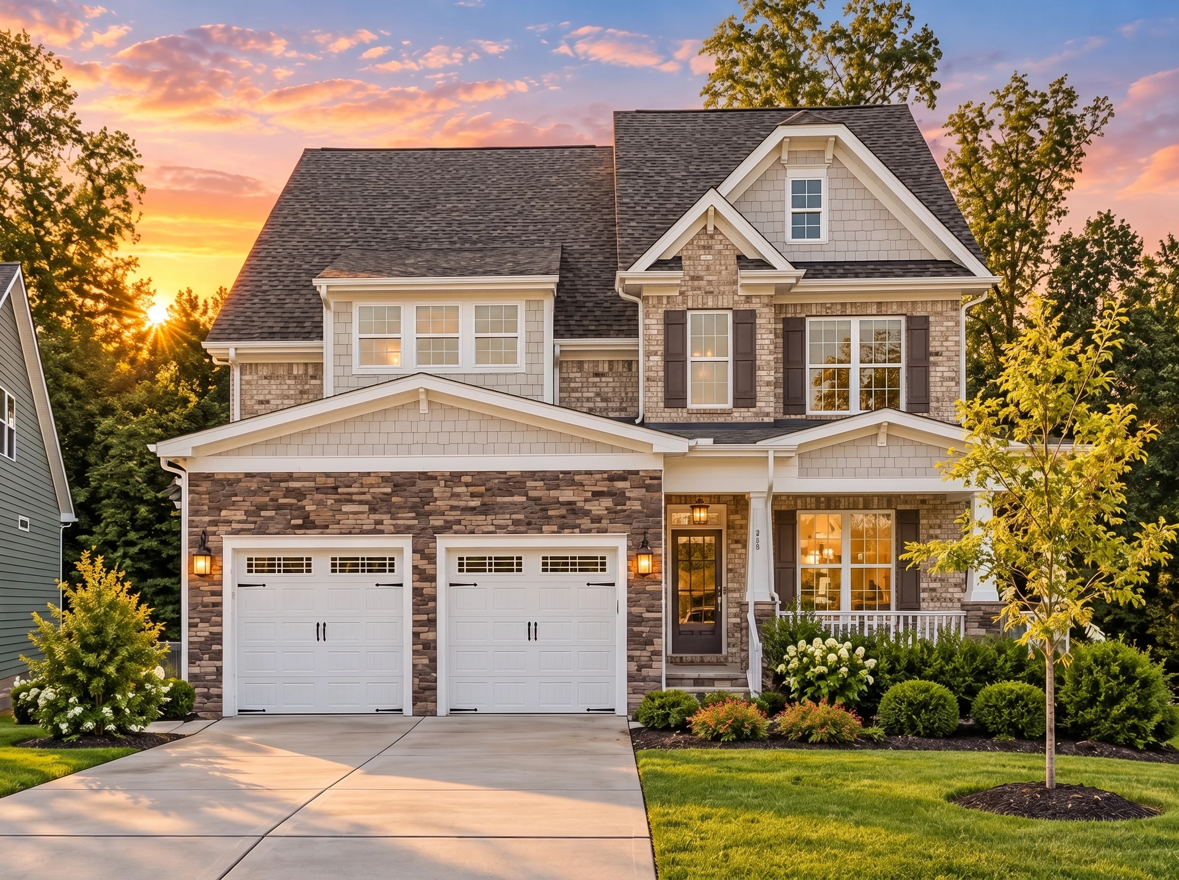 Plan  16-1733 – Long Crossing | New  American – 4-Bed, 0.5-Bath, 3,326 SF - Natural Brick, AI-generated exterior concept