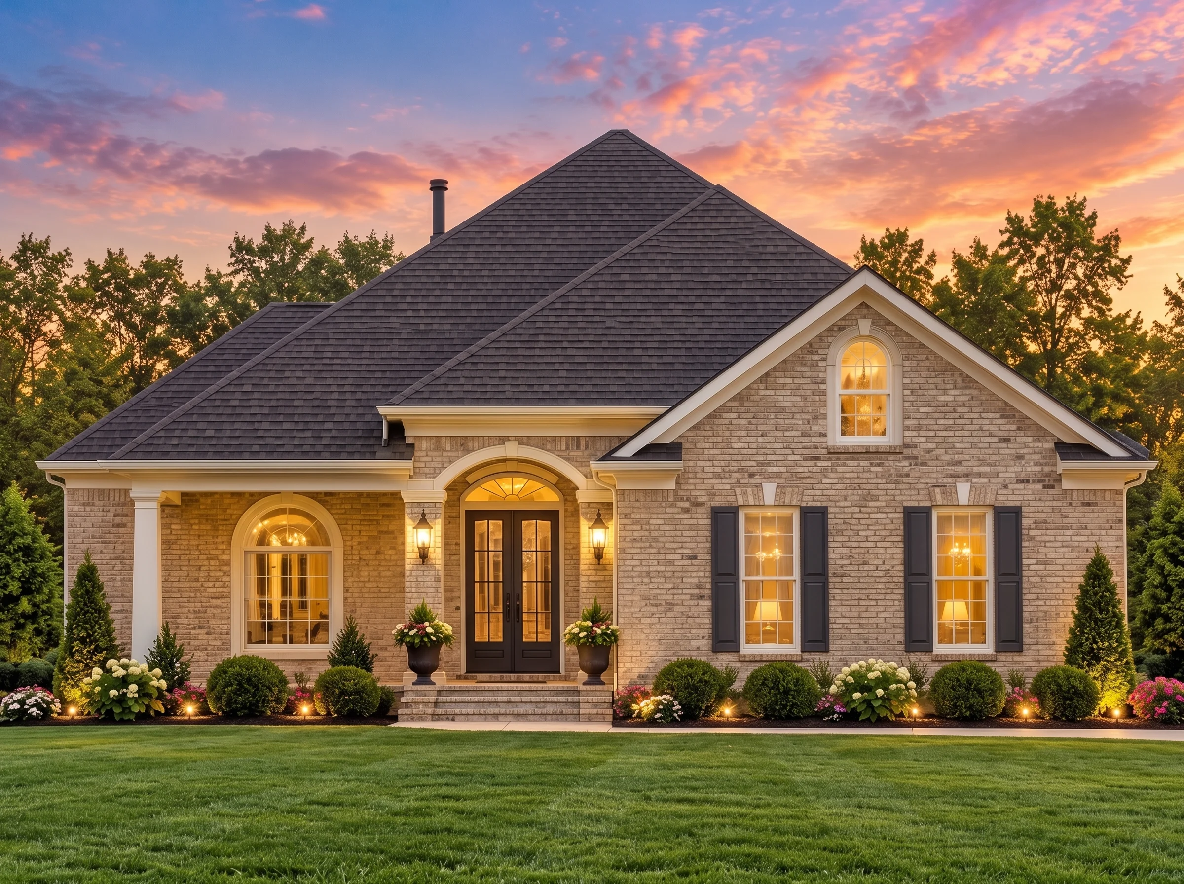 Plan  14-1766 – Beechwood Bluff Retreat | Traditional – 3-Bed, 2-Bath, 2,368 SF - Natural Brick, AI-generated exterior concept