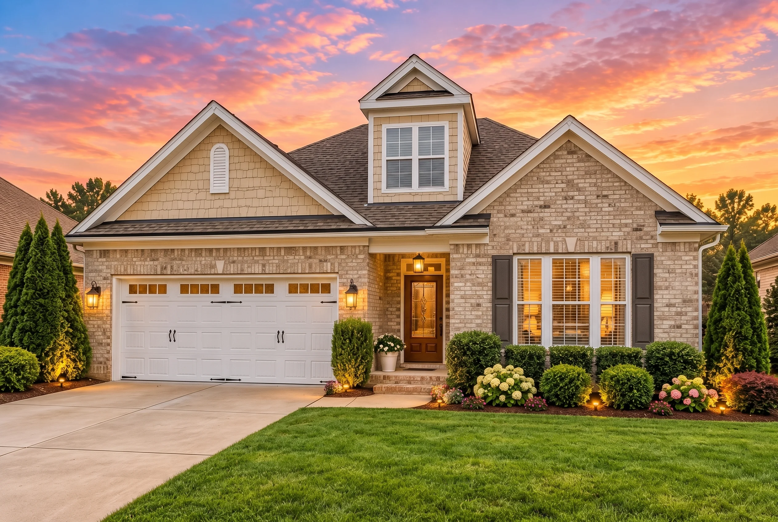 Plan  12-1048 – Cypress Valley Cabin  | Traditional Ranch – 4-Bed, 3-Bath, 2,935 SF - Natural Brick, AI-generated exterior concept