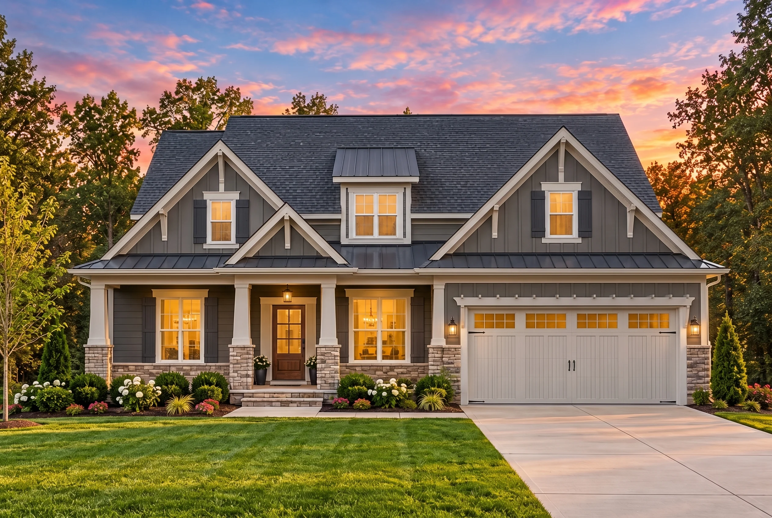Plan  12-2885 – Magnolia Valley |  Modern Farmhouse – 4-Bed, 3-Bath, 2,572 SF - Warm Charcoal, AI-generated exterior concept