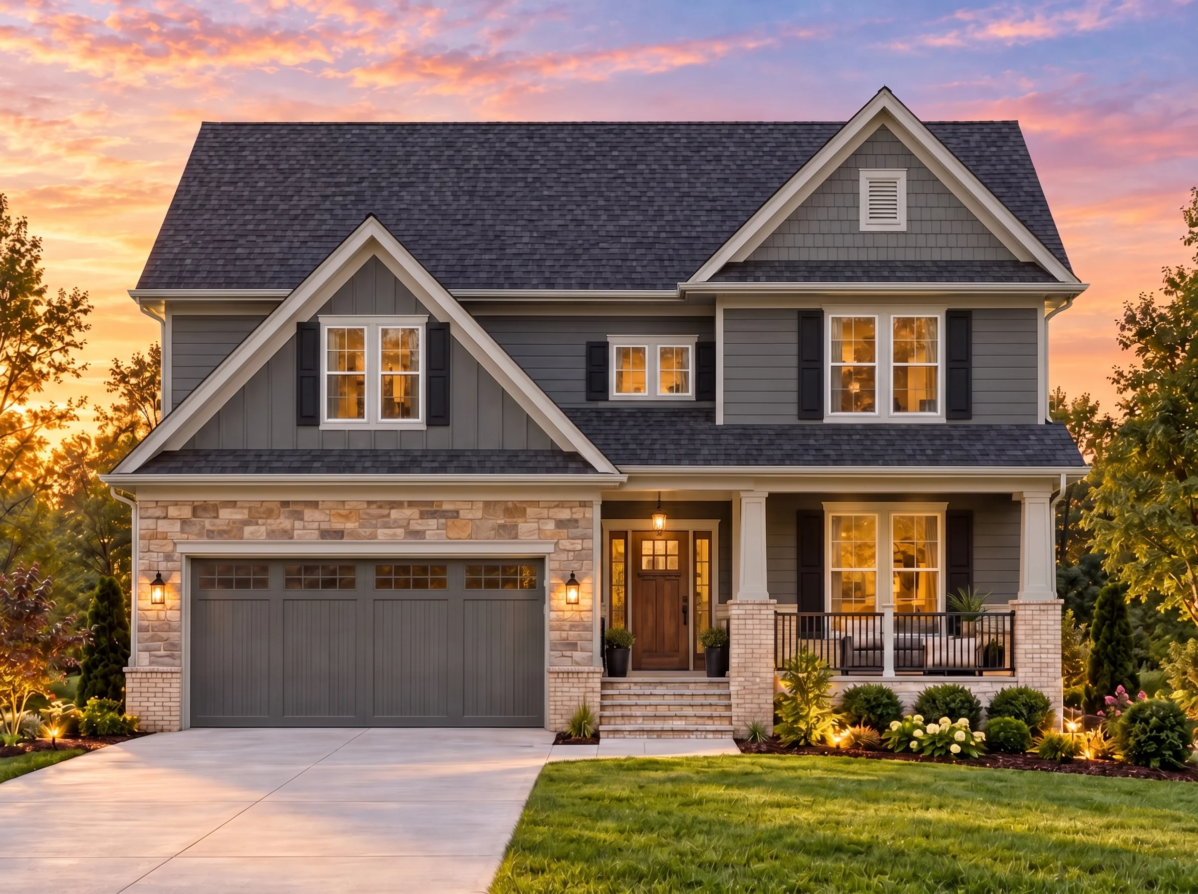 Plan  9-1335B – Savannah Estate |  Traditional Craftsman – 4-Bed, 3.5-Bath, 2,747 SF - Warm Charcoal, AI-generated exterior concept