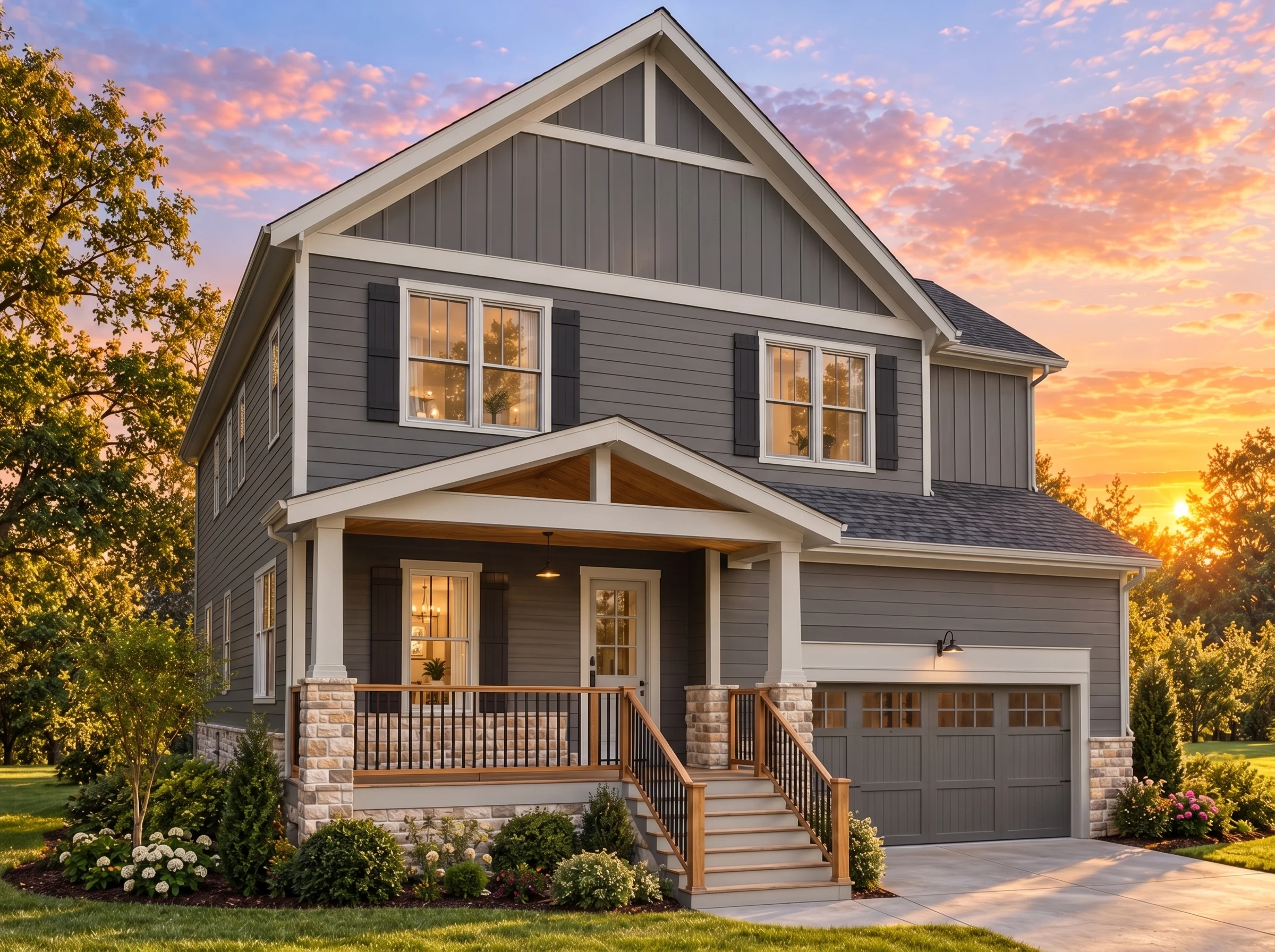 Plan  19-1482 – Murphy Place |  Modern Farmhouse – 4-Bed, 3.5-Bath, 2,815 SF - Warm Charcoal, AI-generated exterior concept