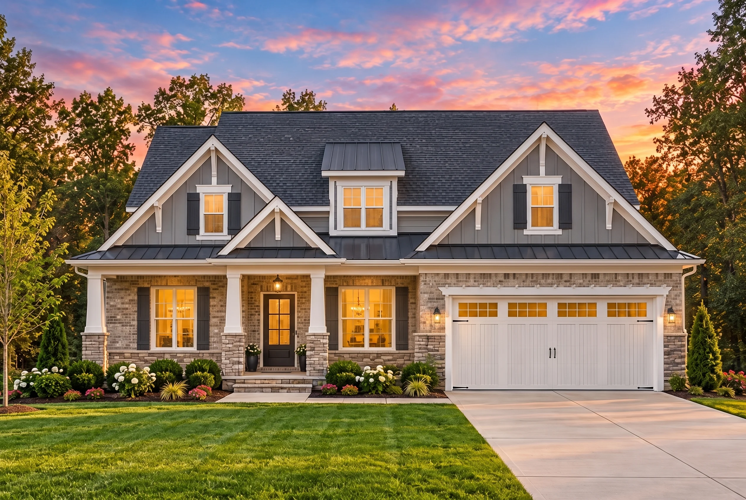 Plan  12-2885 – Magnolia Valley |  Modern Farmhouse – 4-Bed, 3-Bath, 2,572 SF - Natural Brick, AI-generated exterior concept
