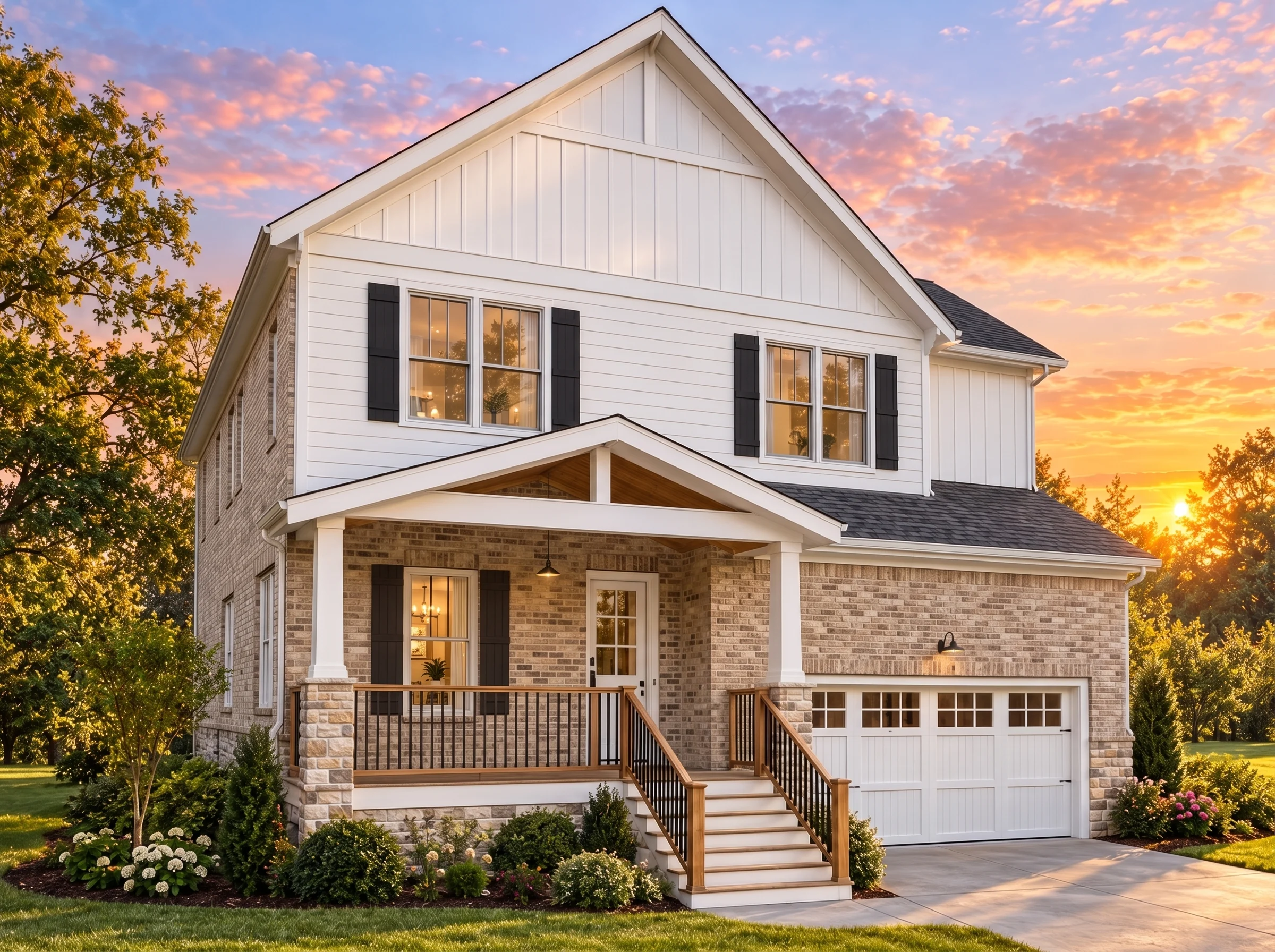 Plan  19-1482 – Murphy Place |  Modern Farmhouse – 4-Bed, 3.5-Bath, 2,815 SF - Natural Brick, AI-generated exterior concept