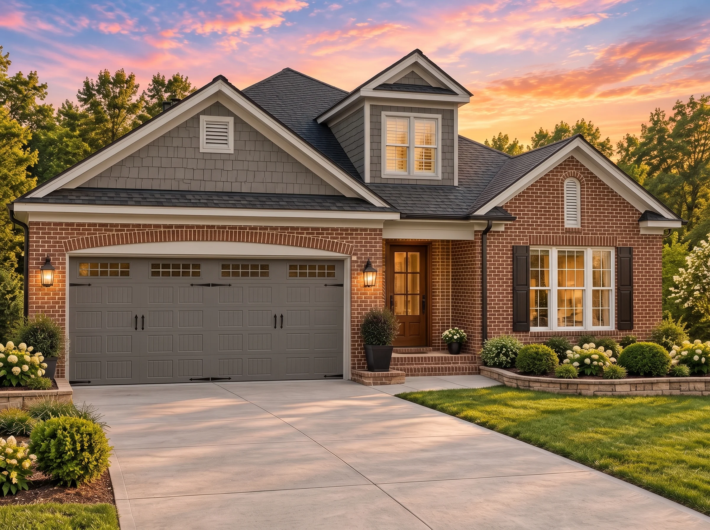Plan  11-1105 – Idea House at Fontanel  | New American – 4-Bed, 3-Bath, 2,483 SF - Warm Charcoal, AI-generated exterior concept