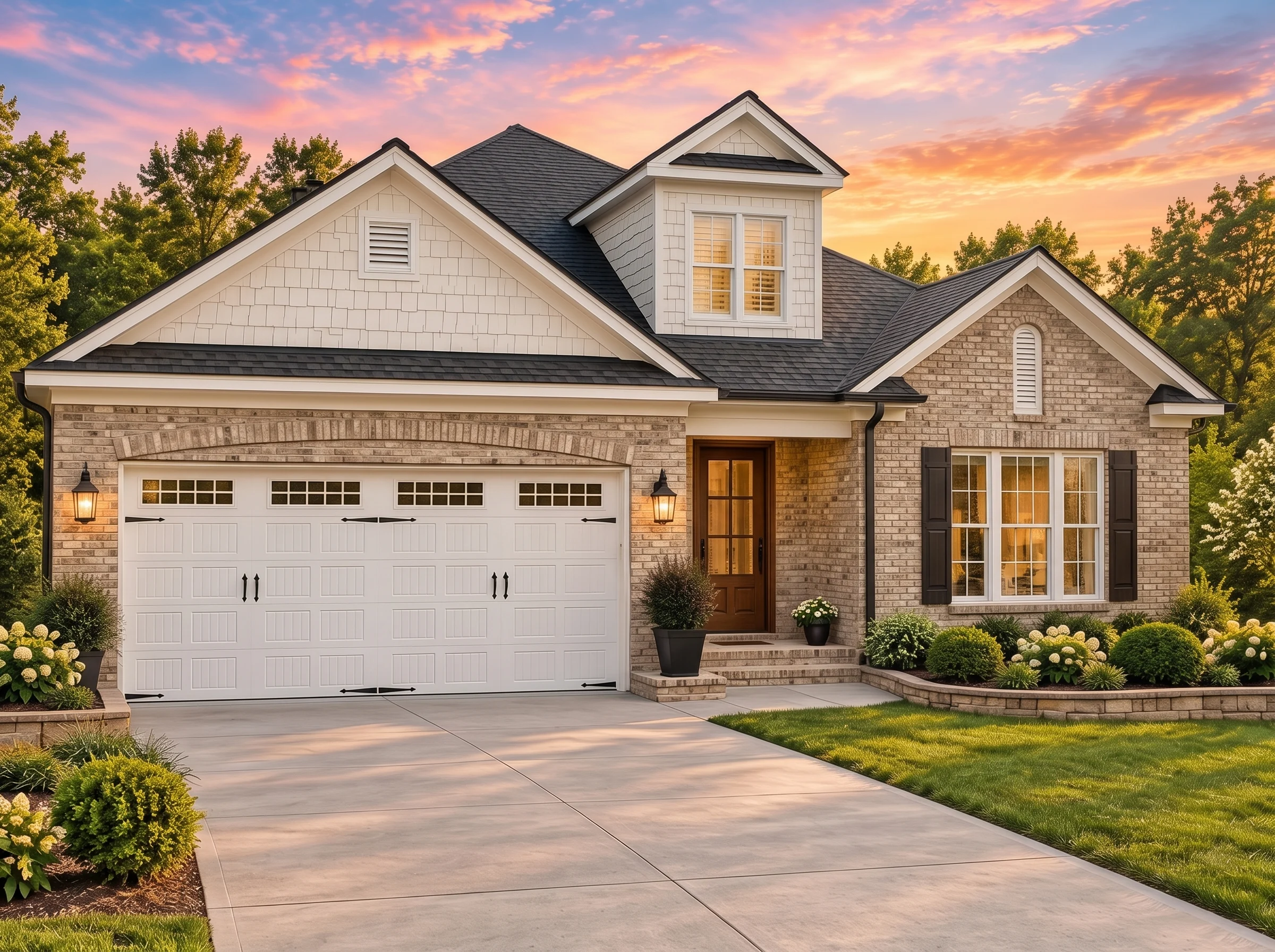 Plan  11-1105 – Idea House at Fontanel  | New American – 4-Bed, 3-Bath, 2,483 SF - Natural Brick, AI-generated exterior concept