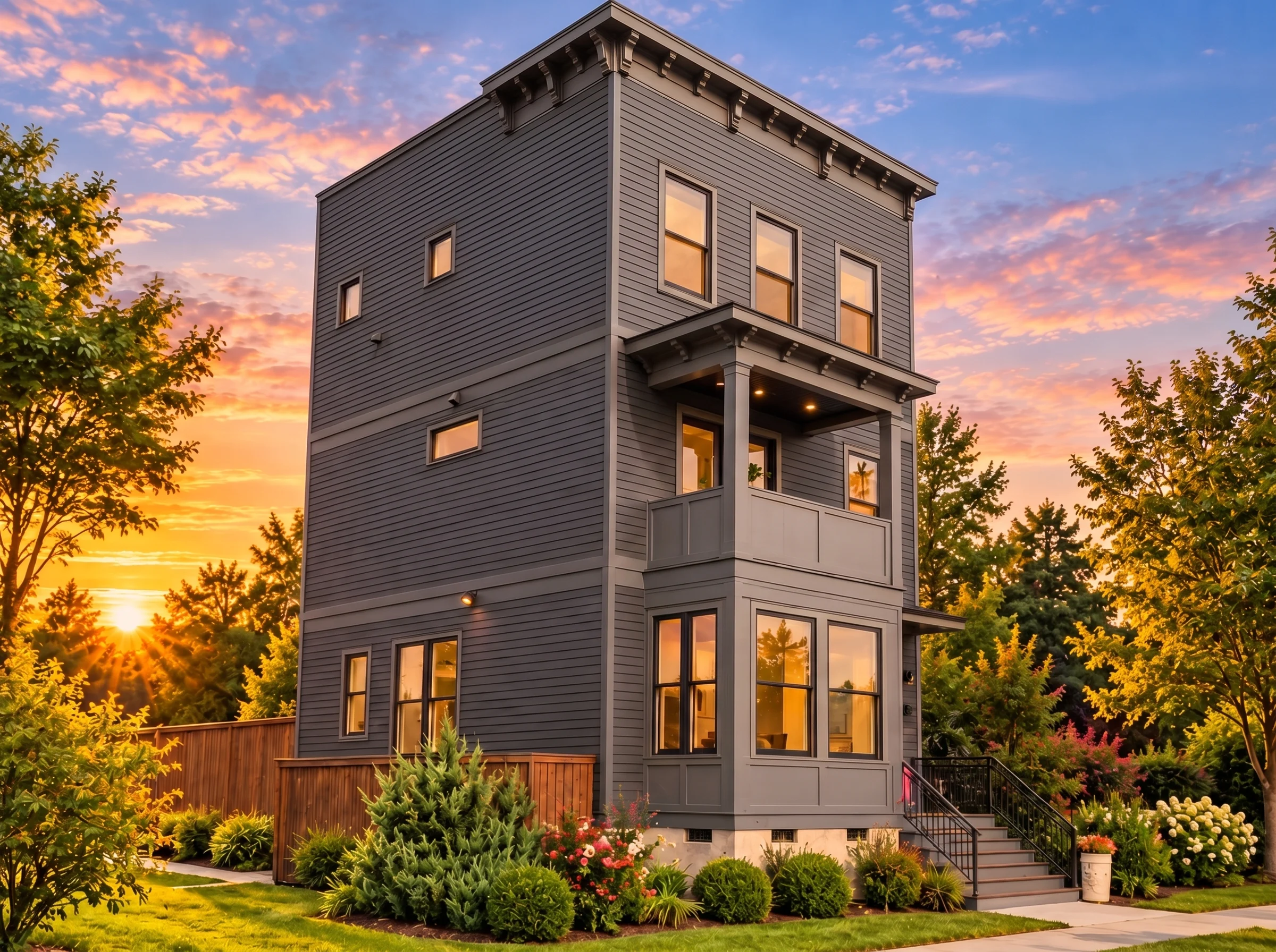 Plan  20-1835 – The Washington Farmhouse | Urban Contemporary – 3-Bed, 3-Bath, 1,700 SF - Warm Charcoal, AI-generated exterior concept