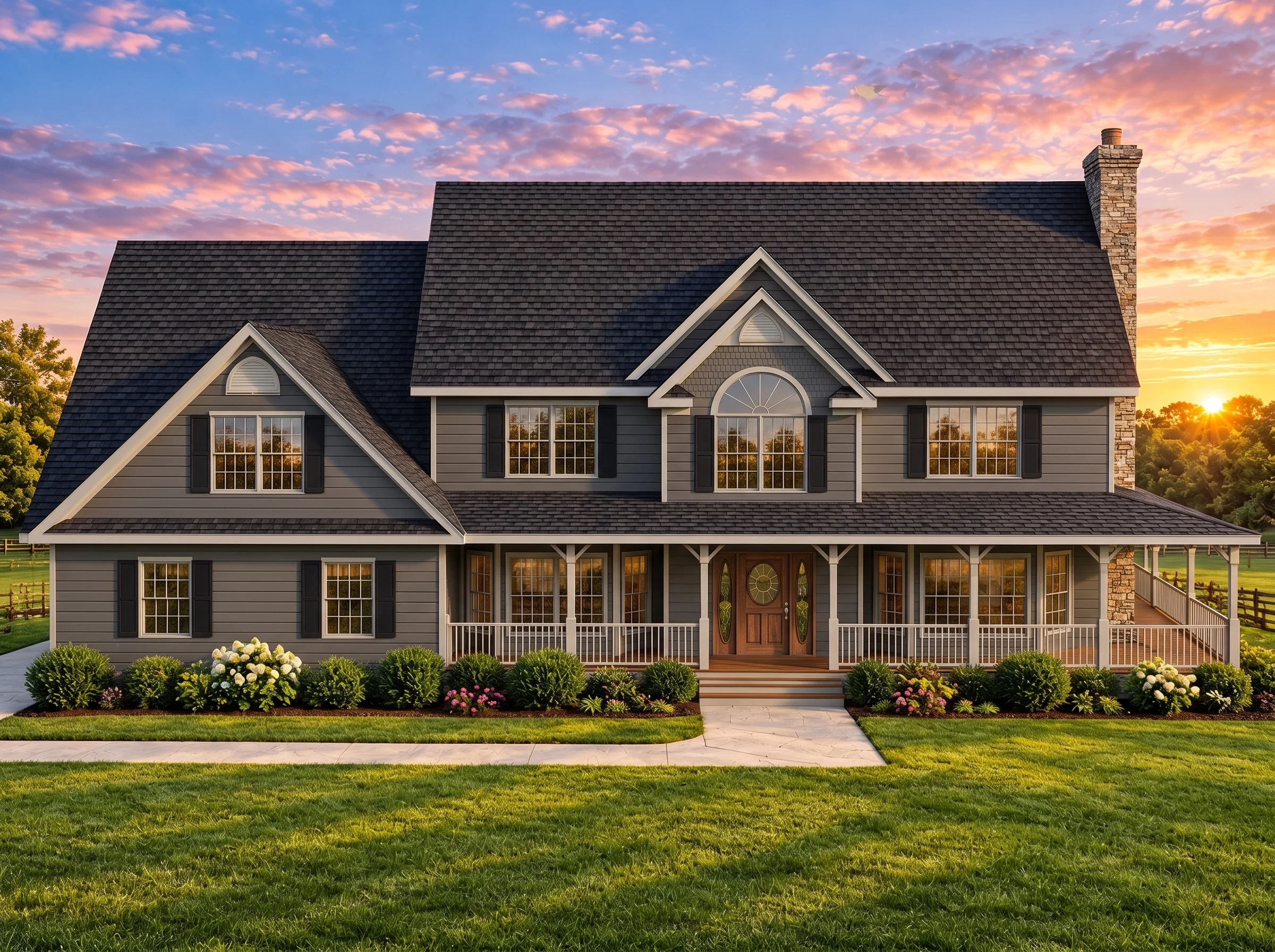 Plan  8-1578 – Powell Lodge |  Traditional Colonial – 4-Bed, 3.5-Bath, 1,812 SF - Warm Charcoal, AI-generated exterior concept