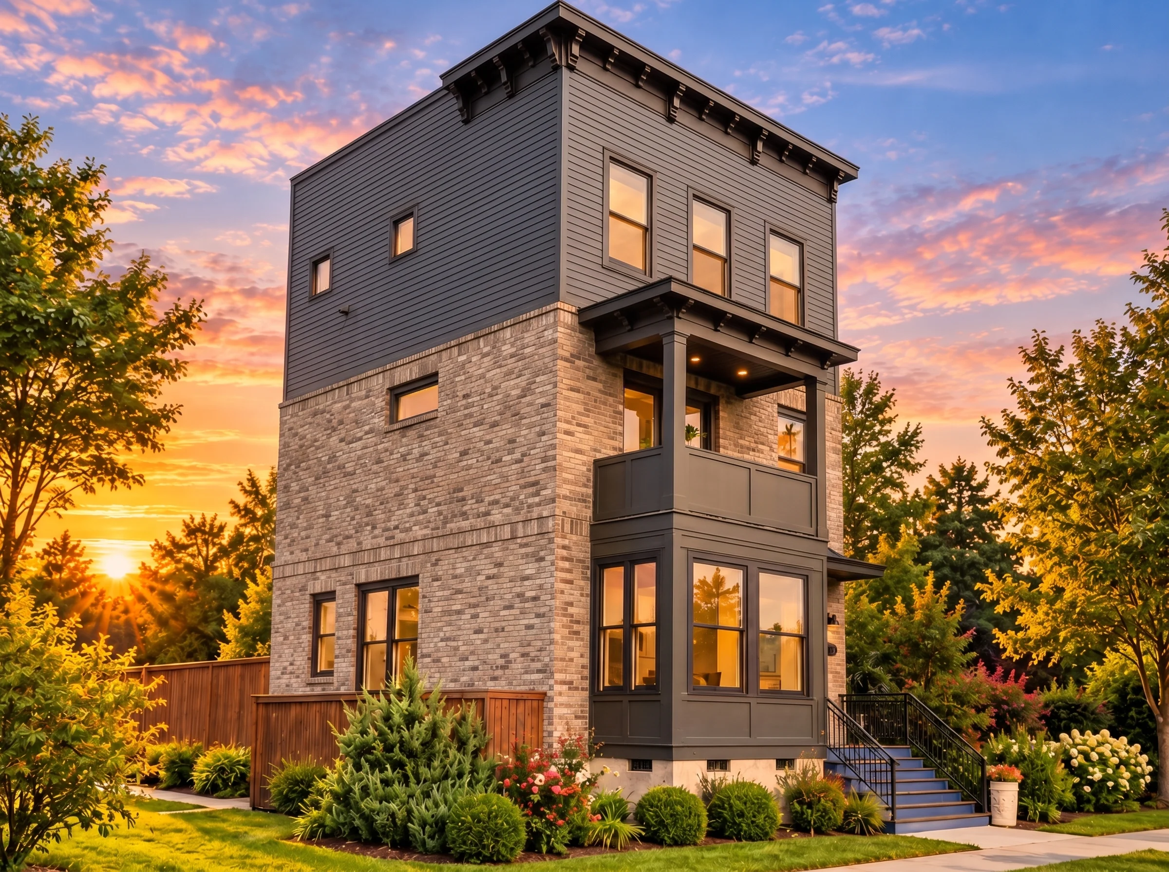 Plan  20-1835 – The Washington Farmhouse | Urban Contemporary – 3-Bed, 3-Bath, 1,700 SF - Natural Brick, AI-generated exterior concept