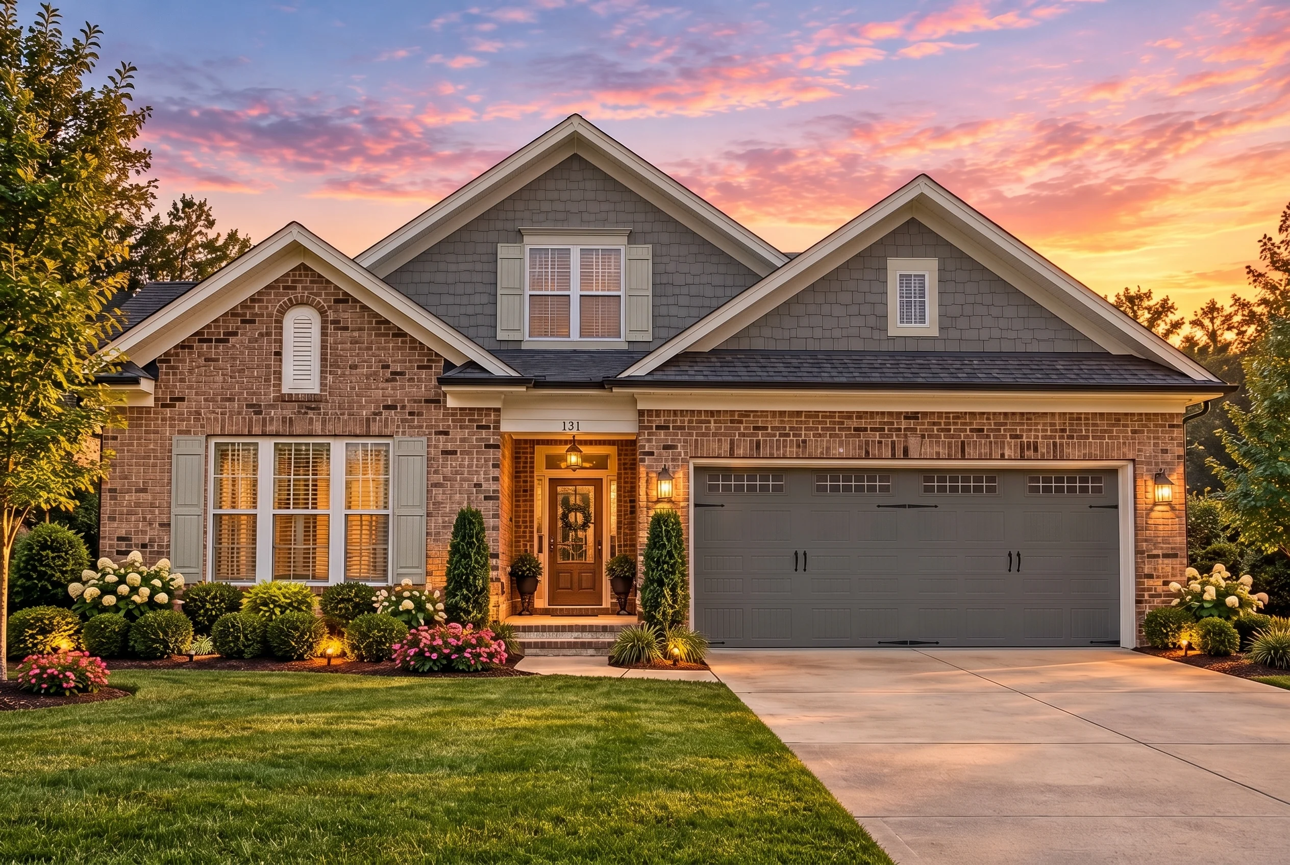 Plan  11-1171 – St. Kitts |  Traditional Ranch – 4-Bed, 3-Bath, 3,182 SF - Warm Charcoal, AI-generated exterior concept